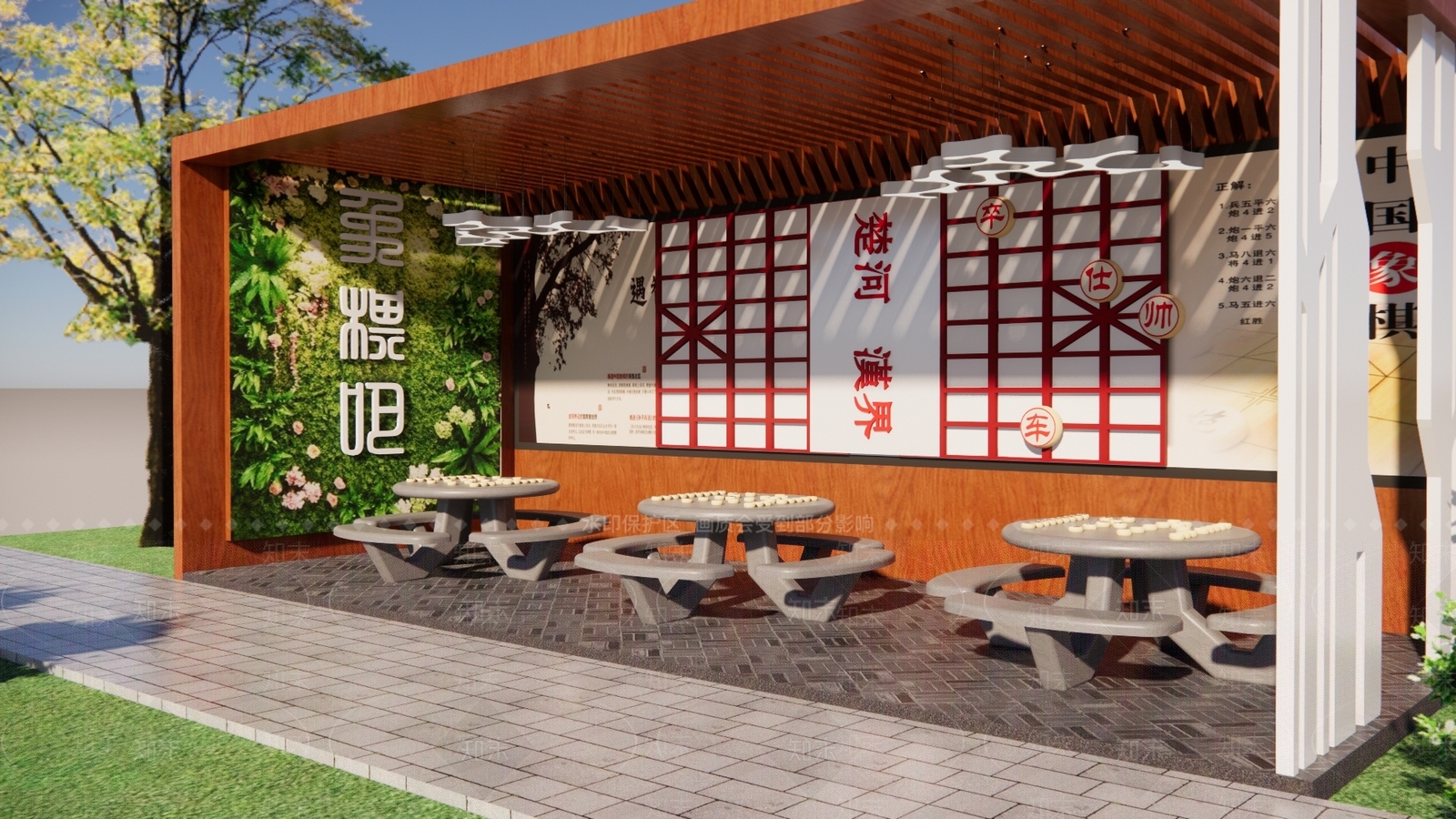 新中式校园景观SU模型下载【ID:1170057253】