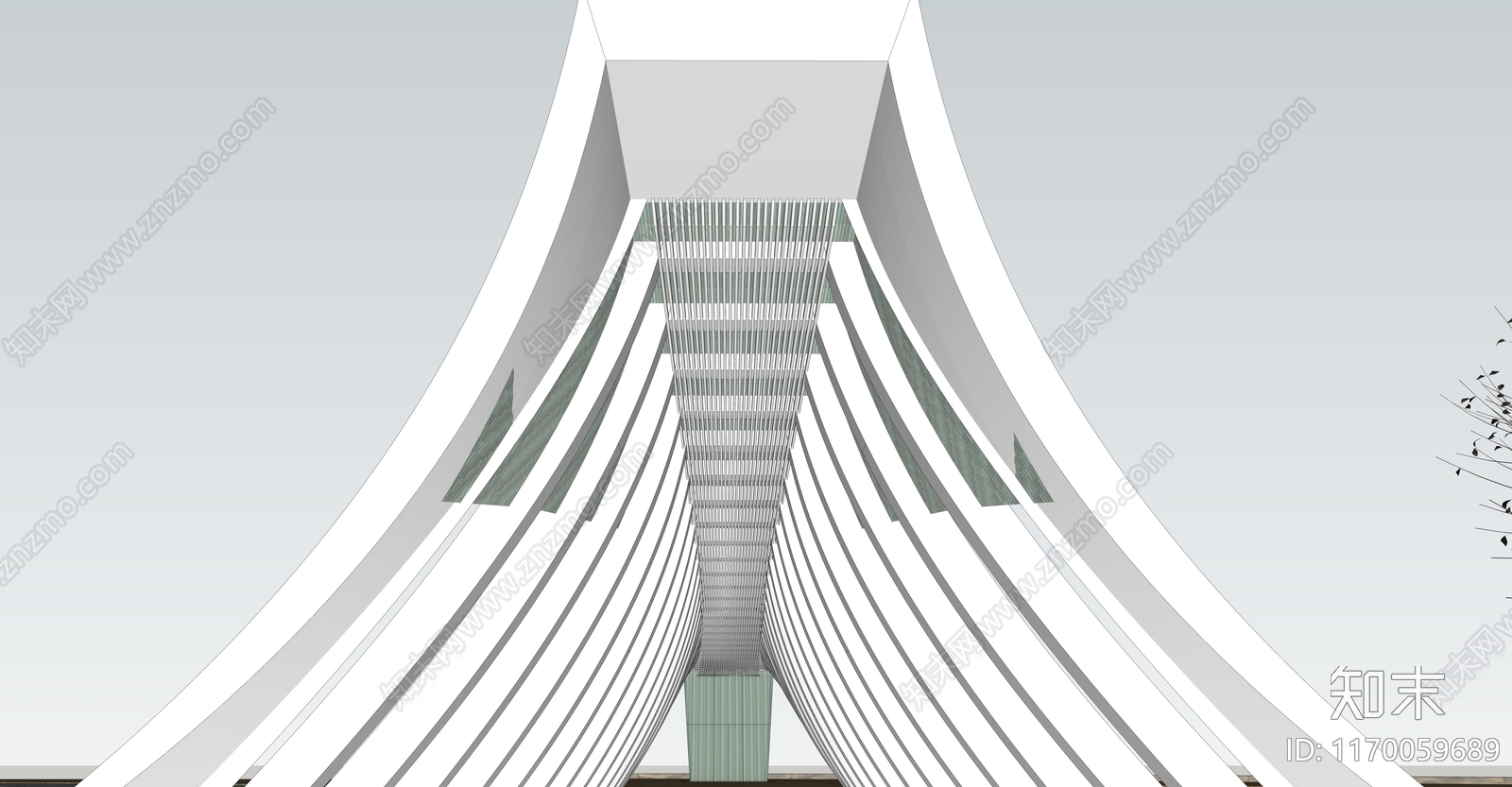 现代售楼处建筑SU模型下载【ID:1170059689】