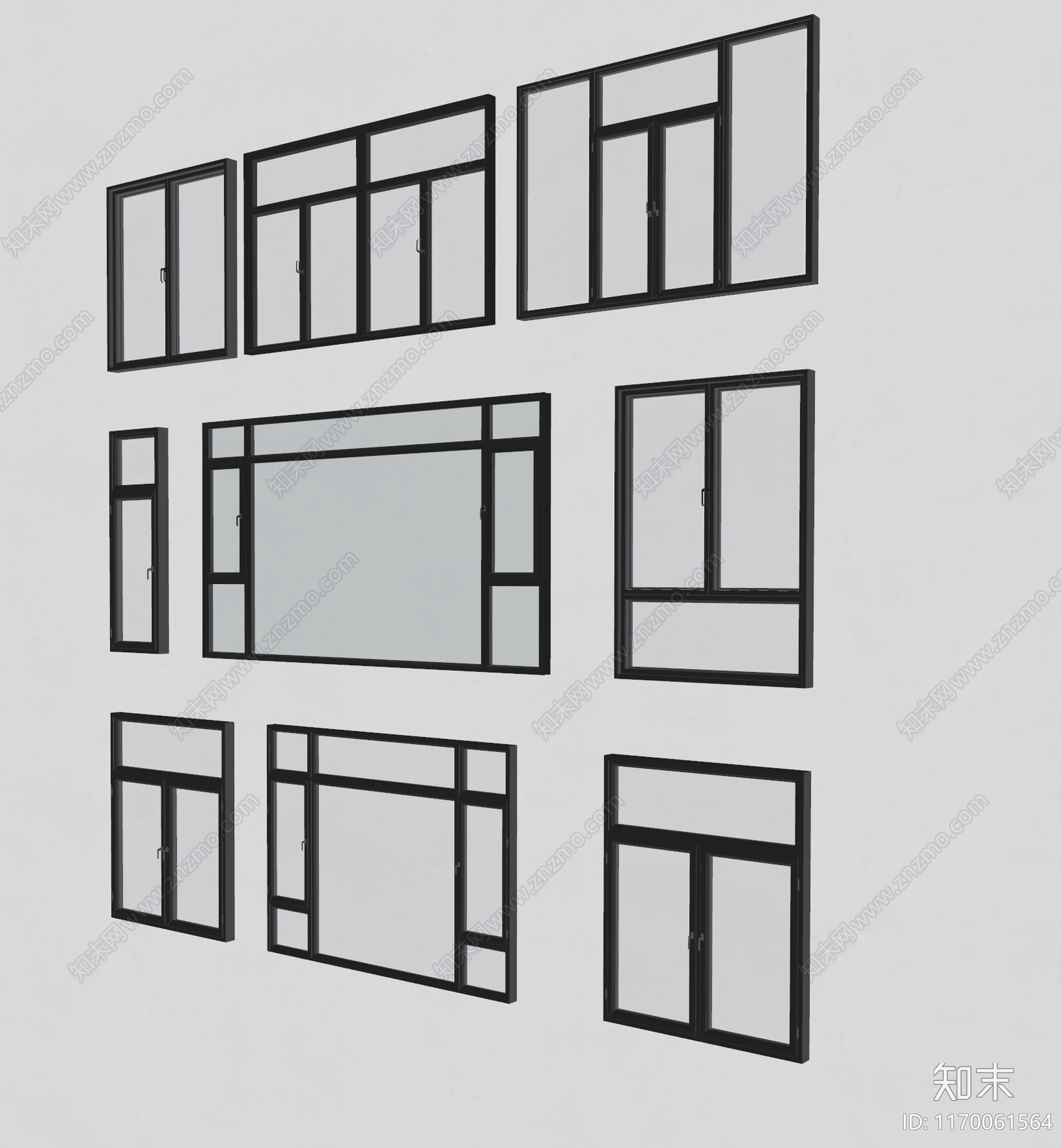 现代简约窗户组合SU模型下载【ID:1170061564】