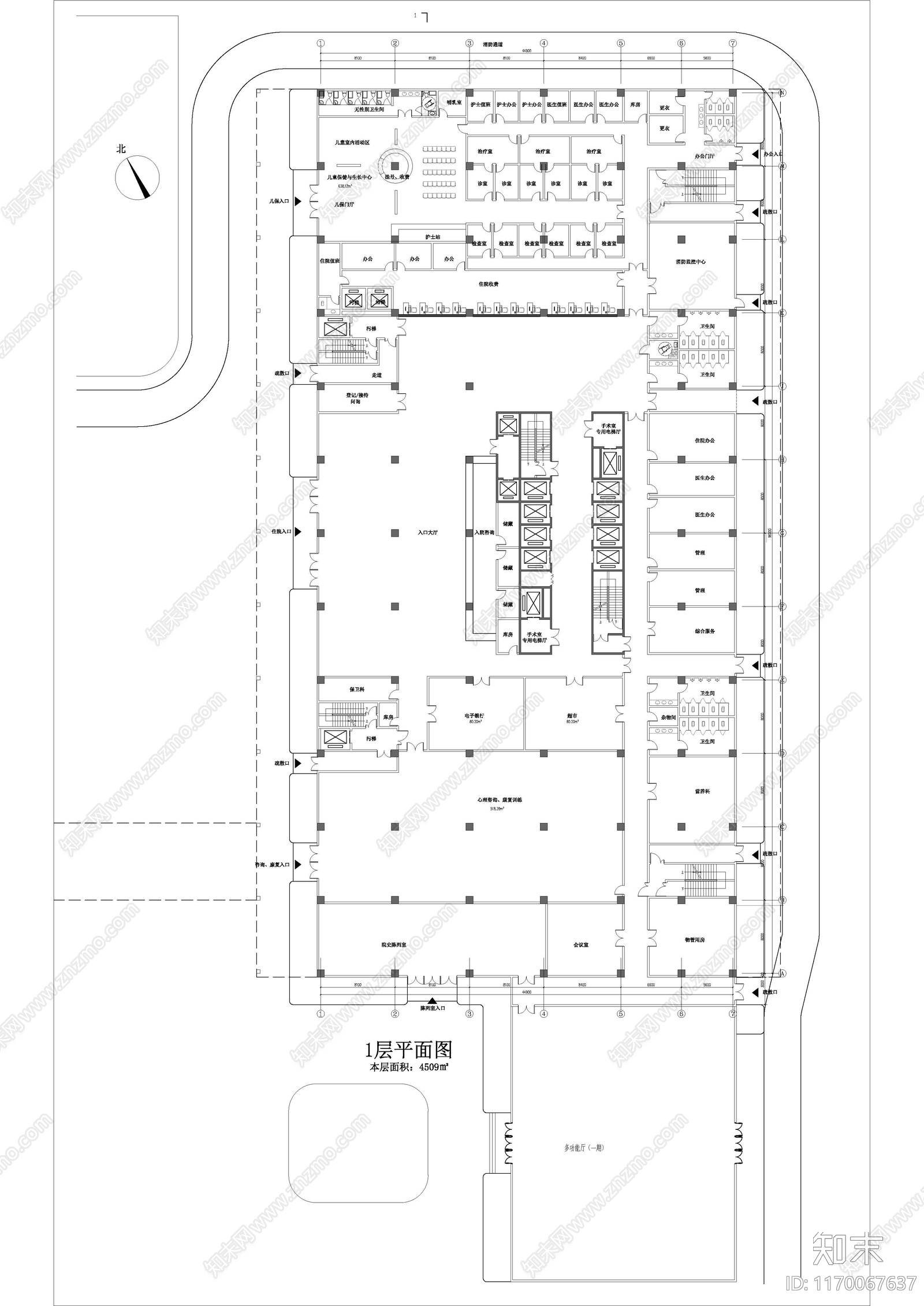 现代医院建筑施工图下载【ID:1170067637】