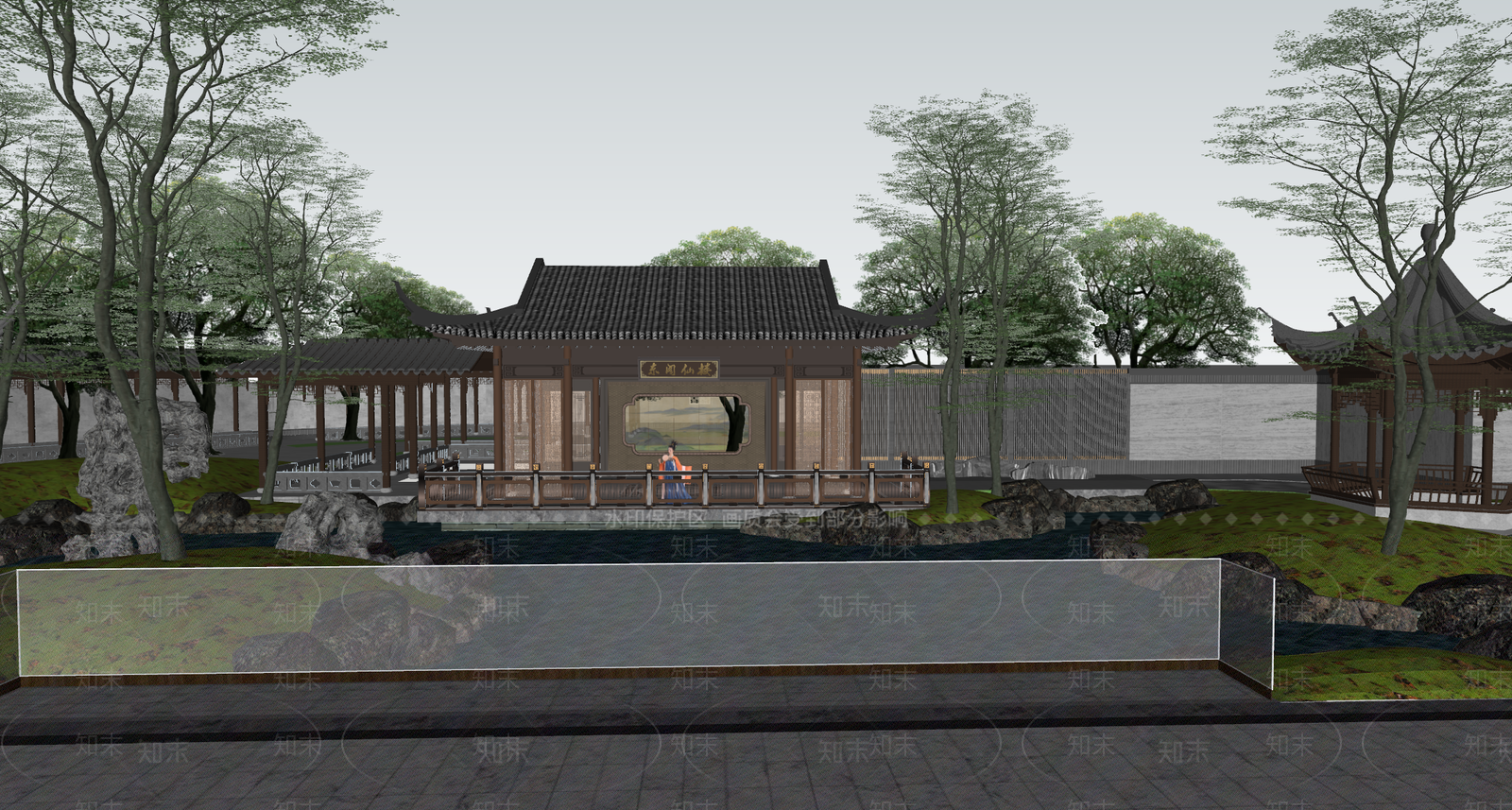 中式乡村庭院SU模型下载【ID:1170072333】