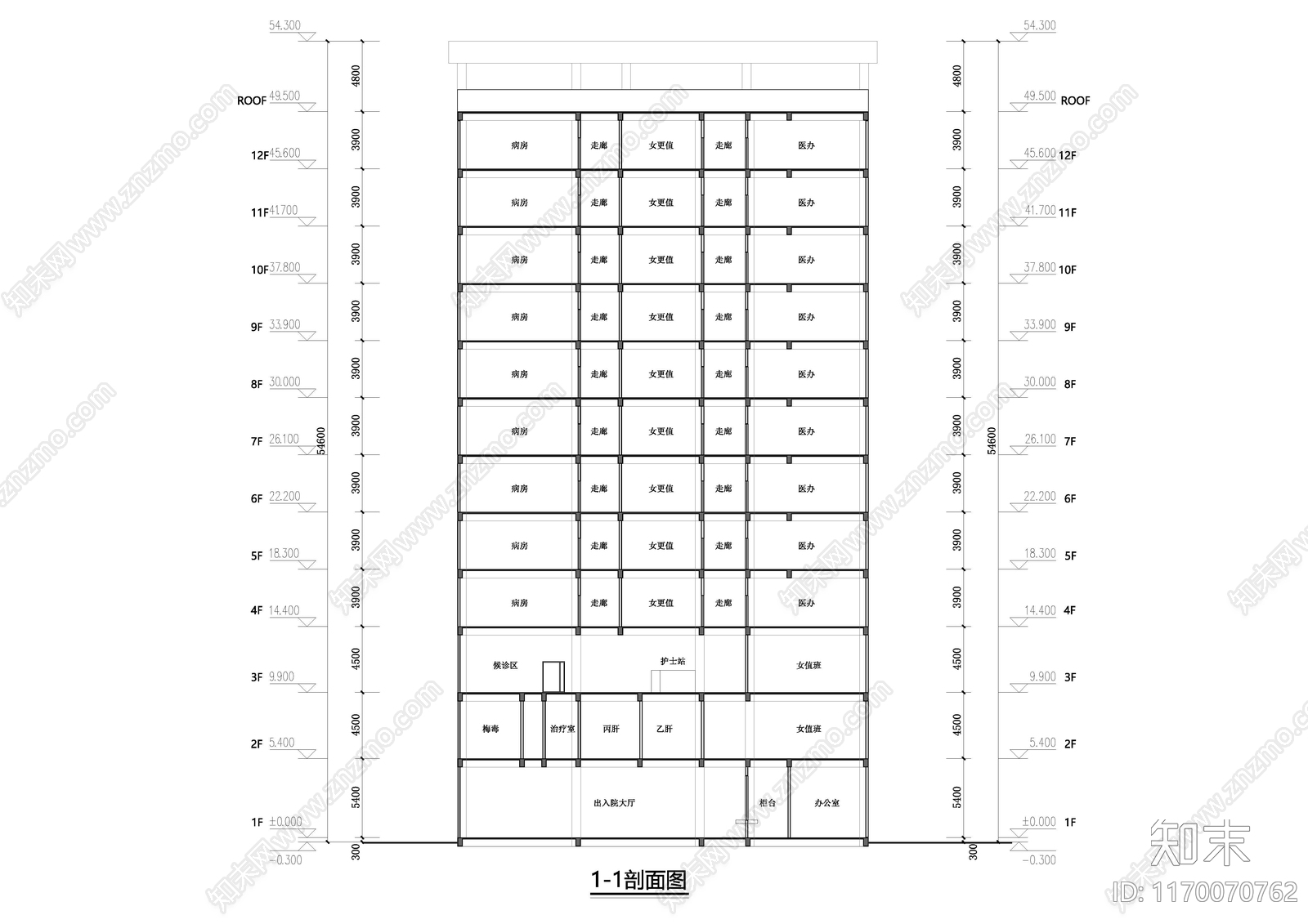 现代医院建筑cad施工图下载【ID:1170070762】
