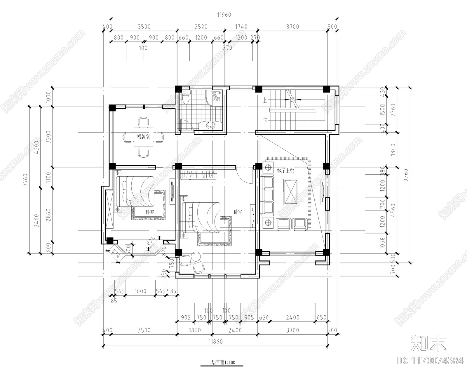 欧式别墅建筑cad施工图下载【ID:1170074384】