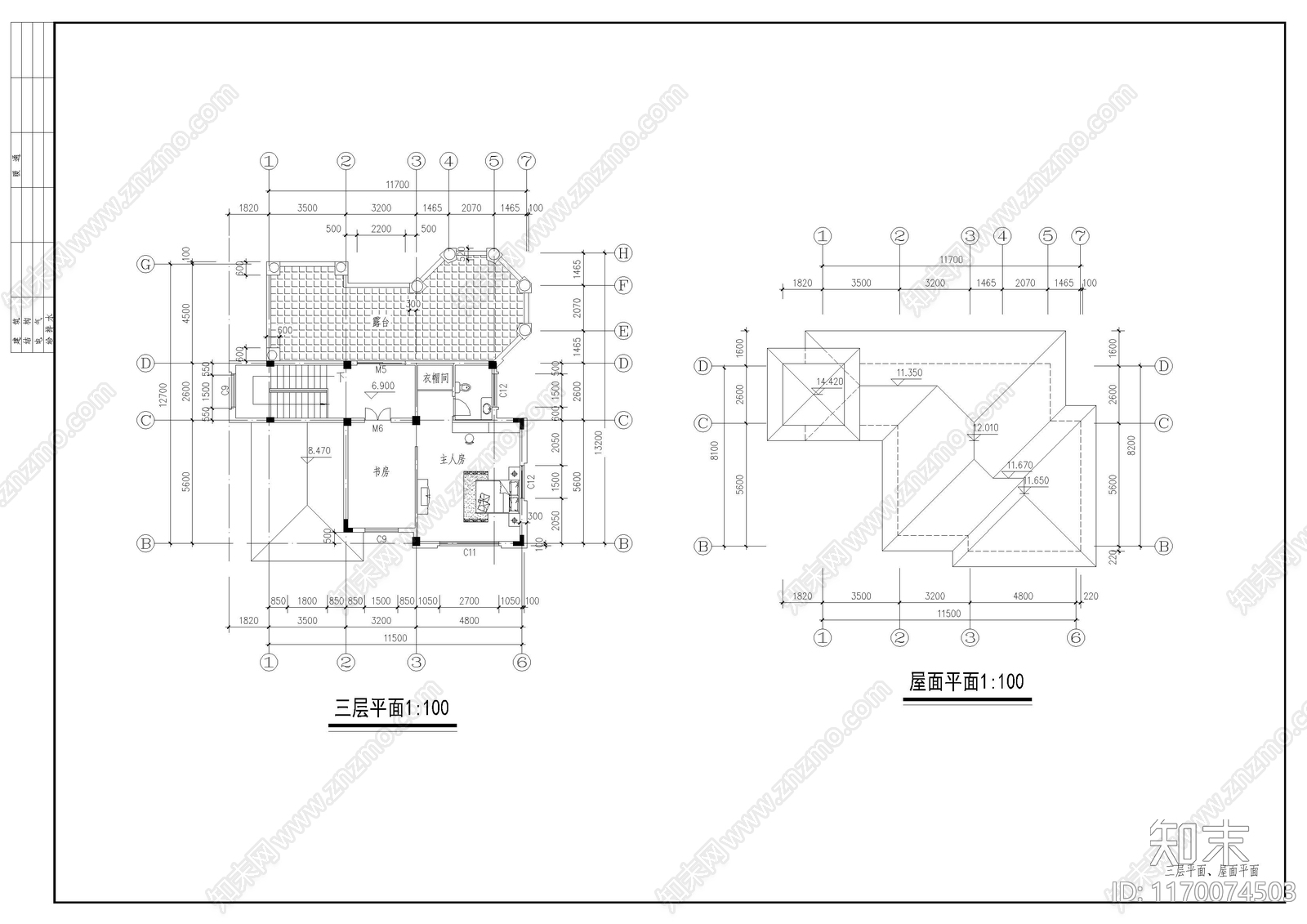 欧式别墅建筑cad施工图下载【ID:1170074503】