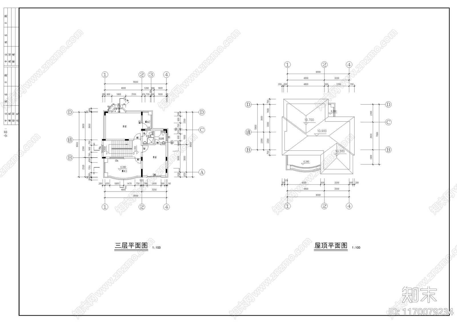 欧式别墅建筑cad施工图下载【ID:1170079234】