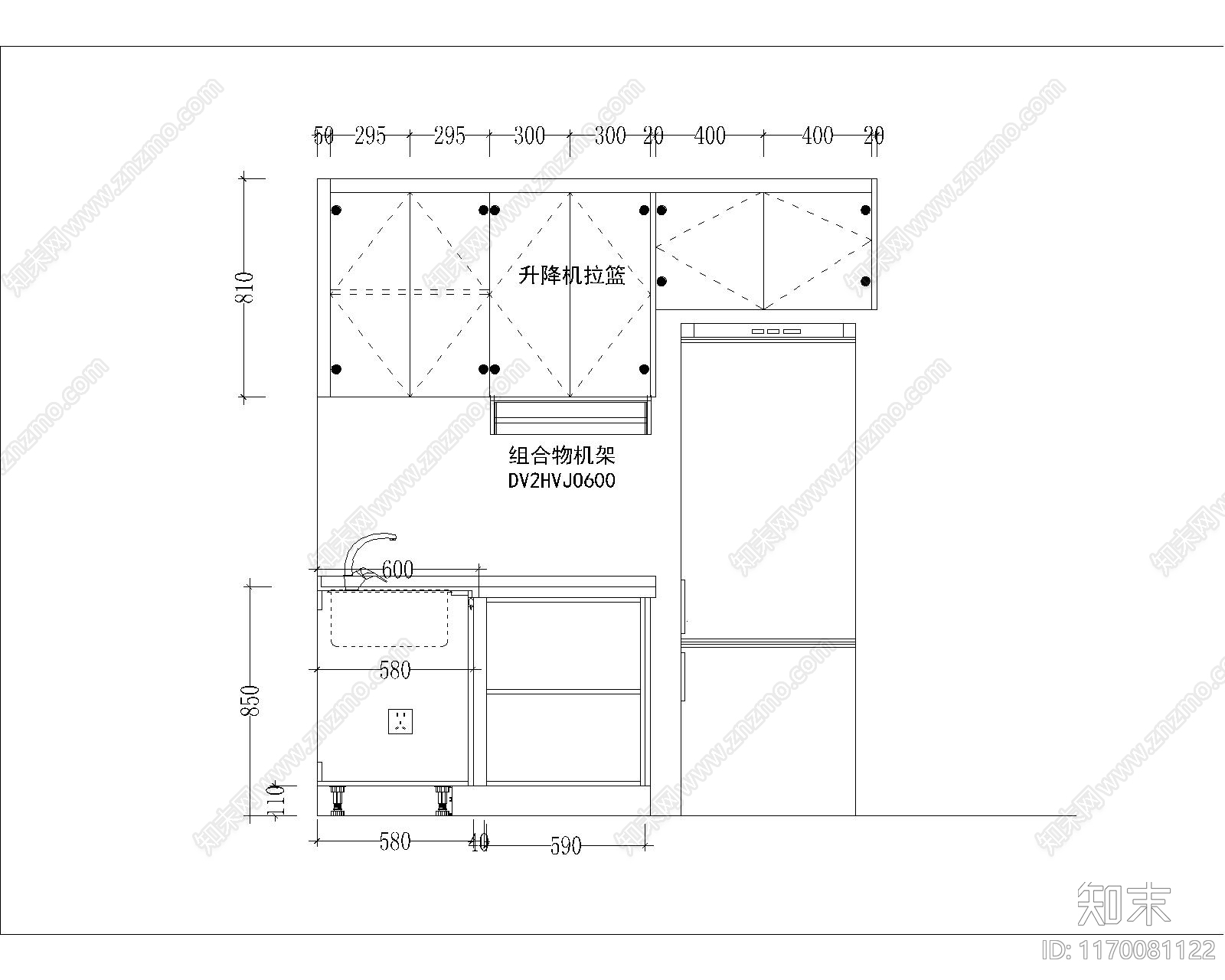 现代极简厨房施工图下载【ID:1170081122】