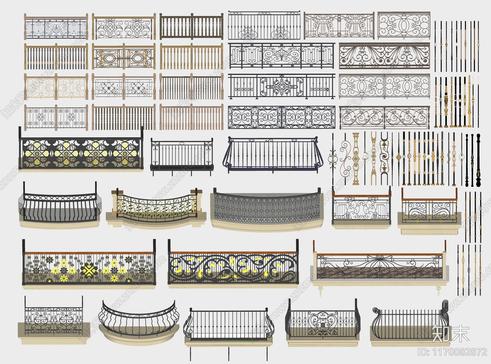 欧式现代围栏护栏SU模型下载【ID:1170082872】