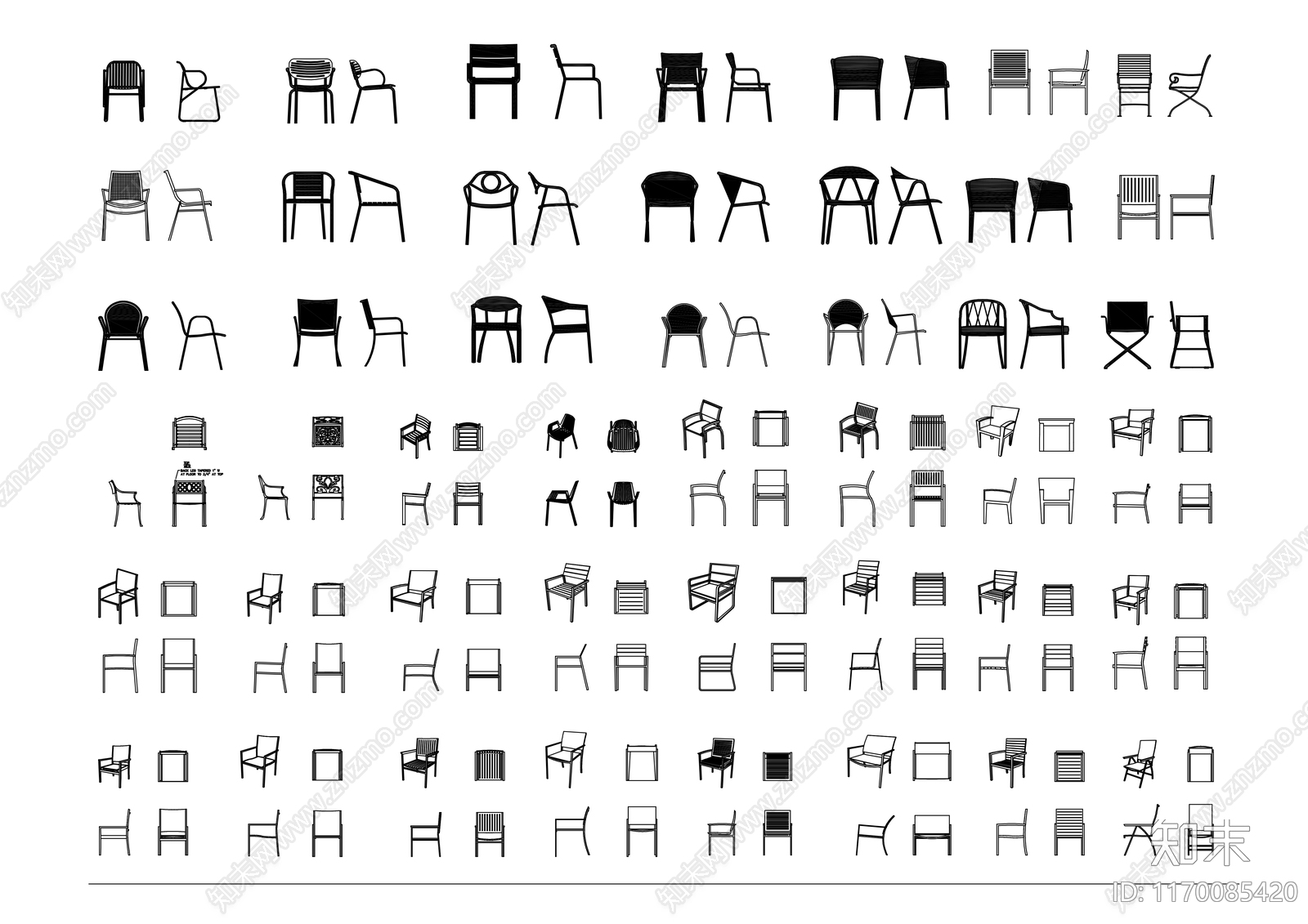 现代桌椅施工图下载【ID:1170085420】