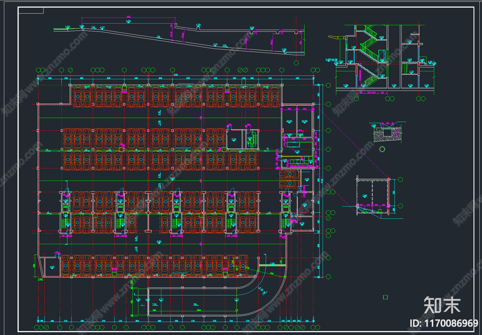 116套地下停车场车库户外生态停车位平面图施工图施工图下载【ID:1170086969】