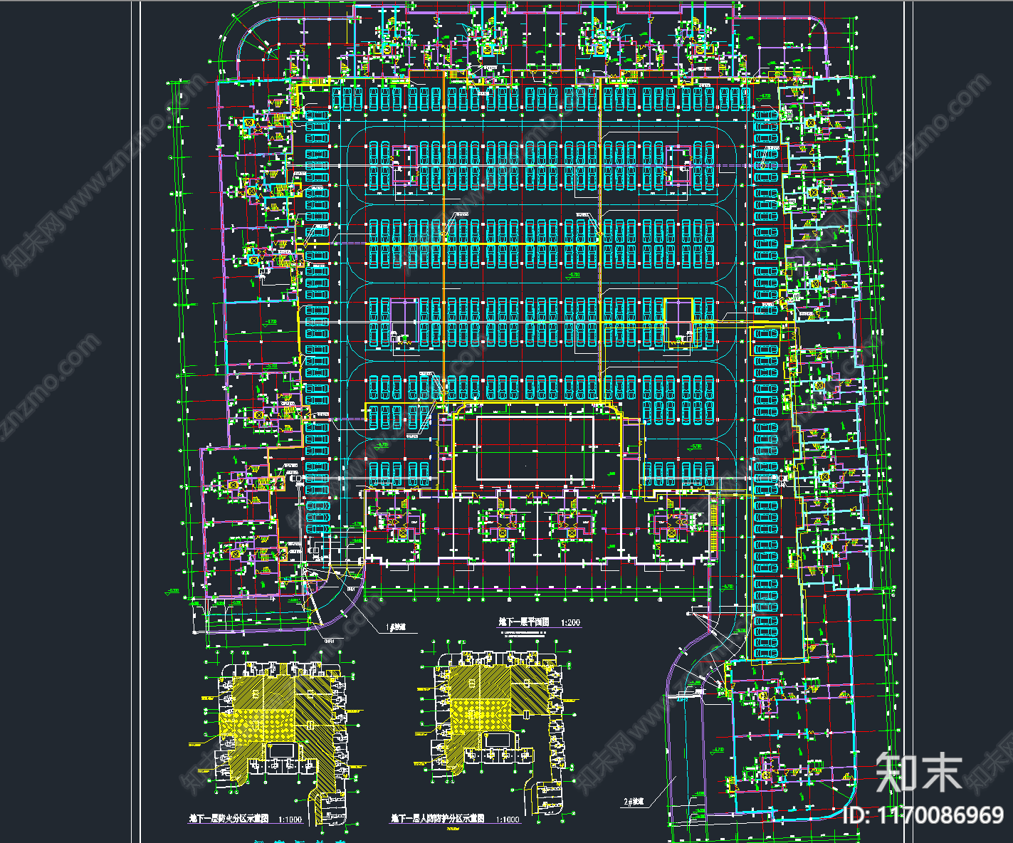 116套地下停车场车库户外生态停车位平面图施工图施工图下载【ID:1170086969】