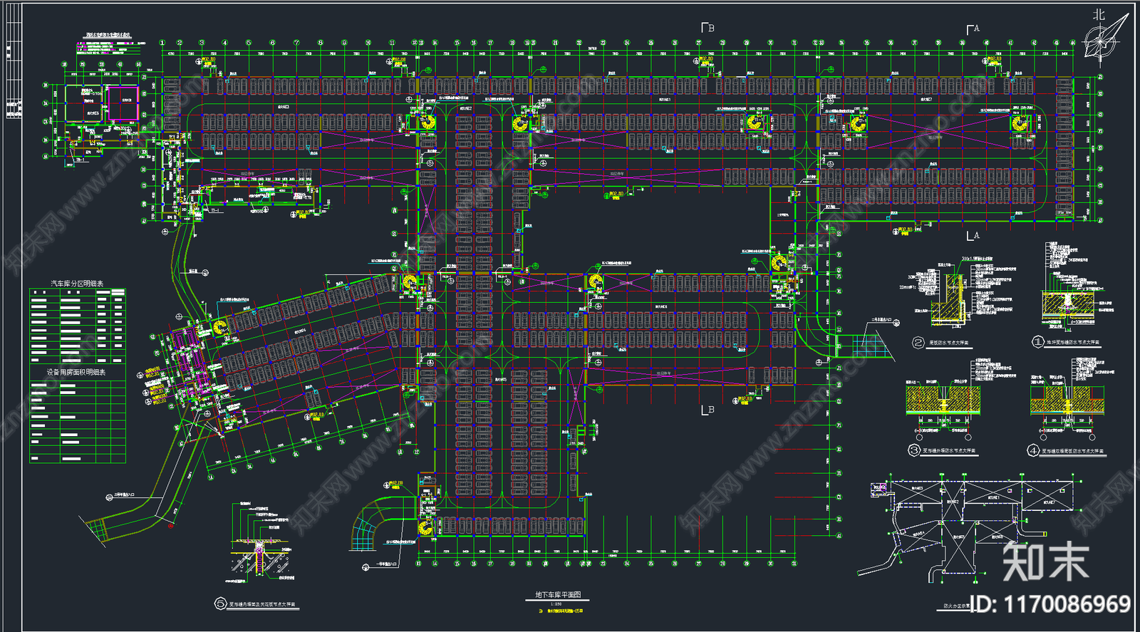 116套地下停车场车库户外生态停车位平面图施工图施工图下载【ID:1170086969】
