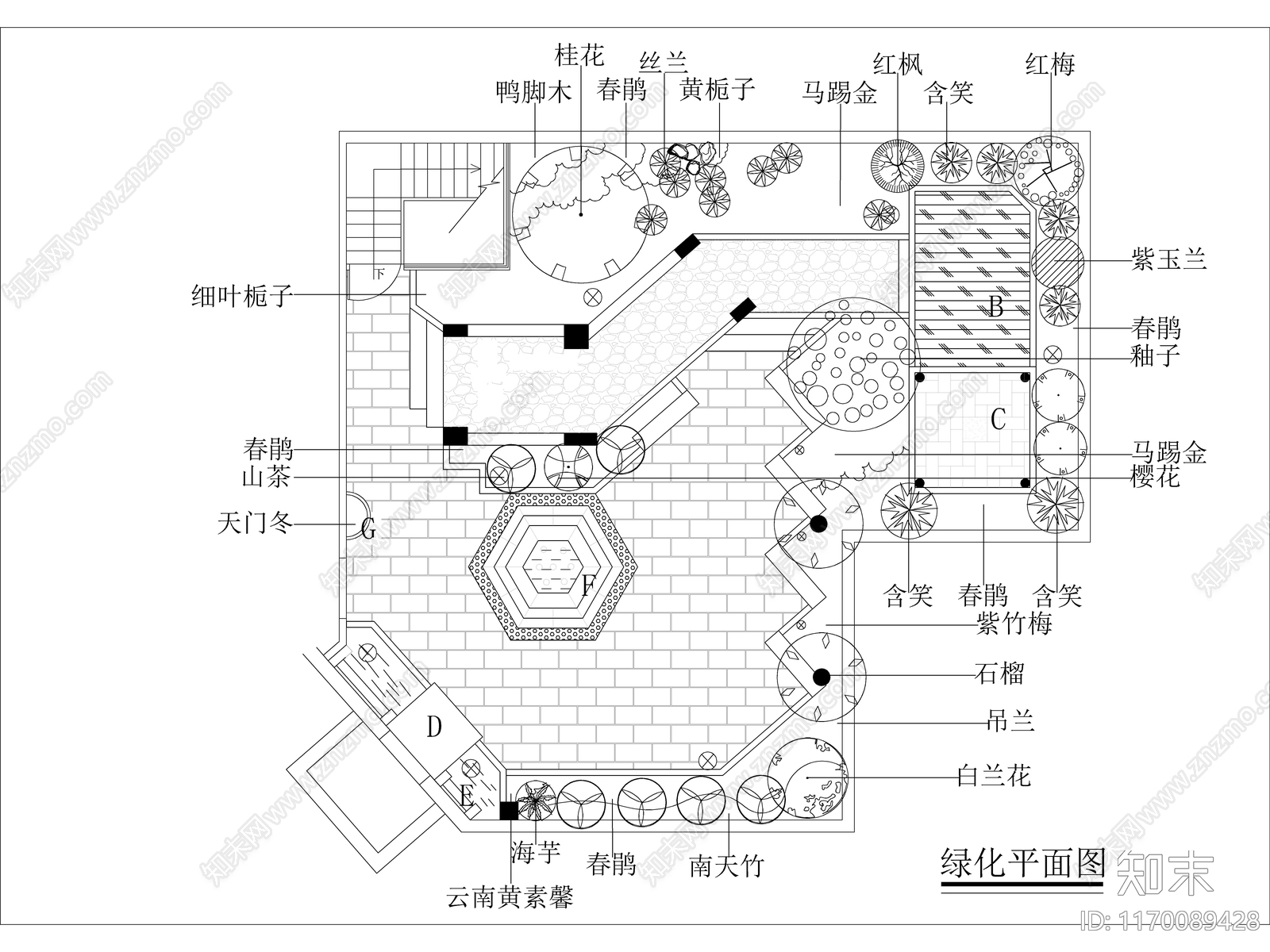 现代简约屋顶花园施工图下载【ID:1170089428】