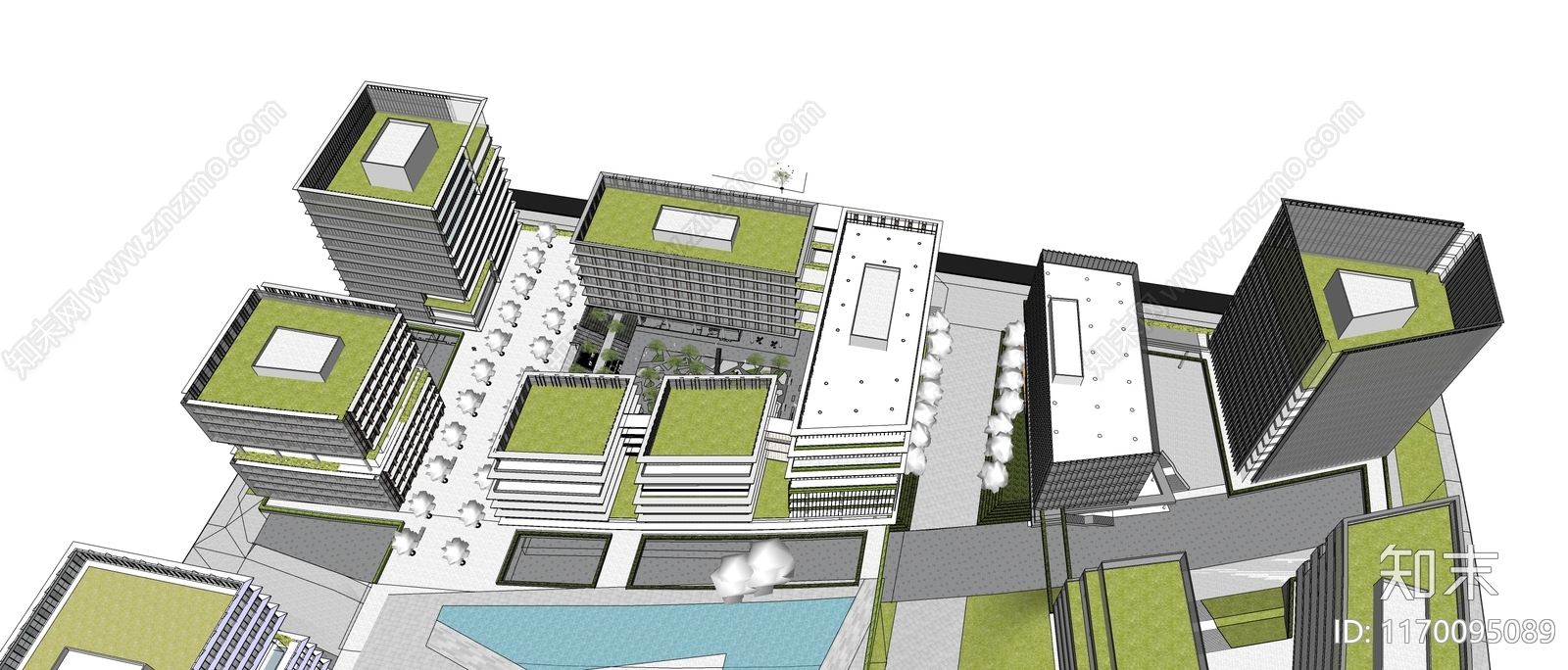 现代办公景观SU模型下载【ID:1170095089】