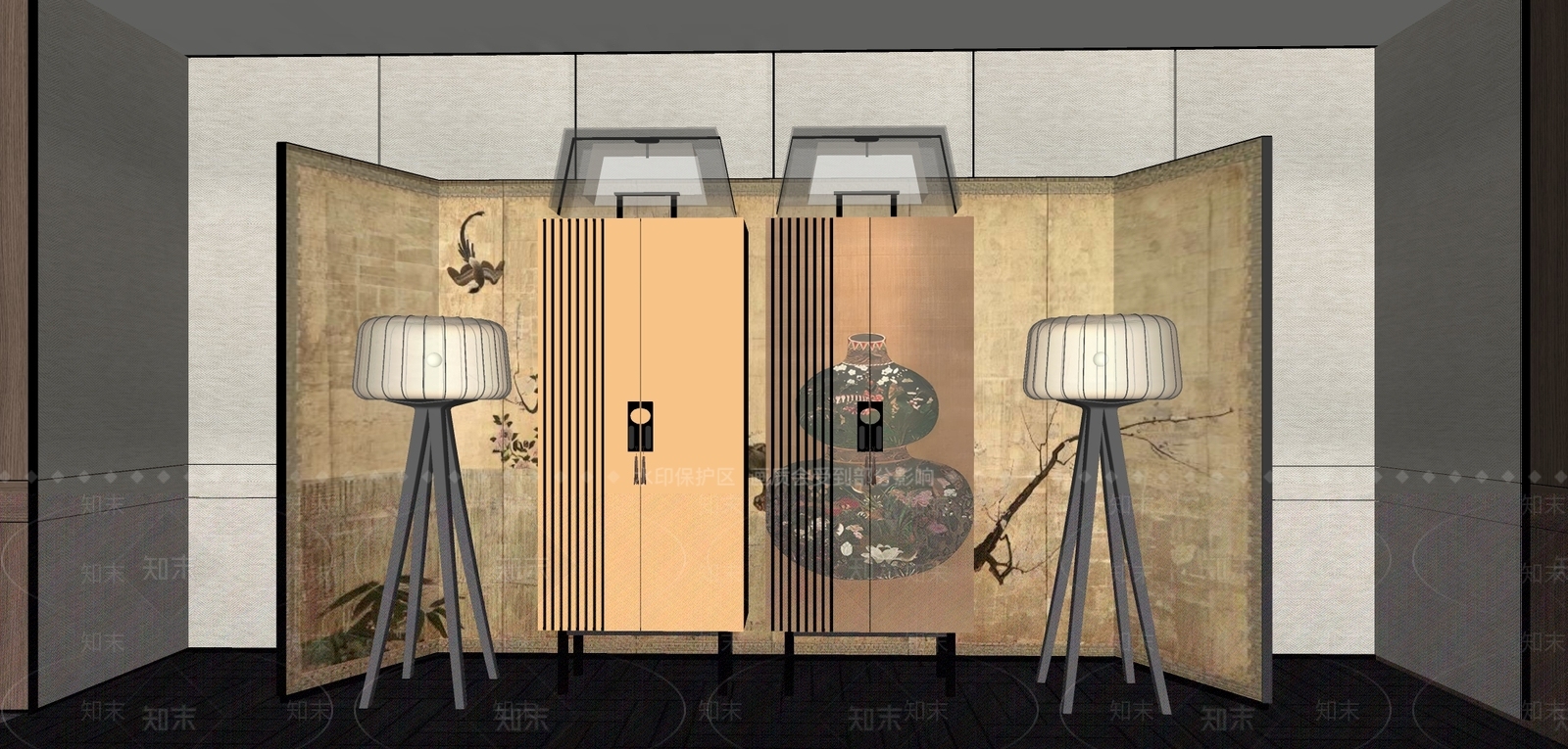 新中式储物柜SU模型下载【ID:1170098112】