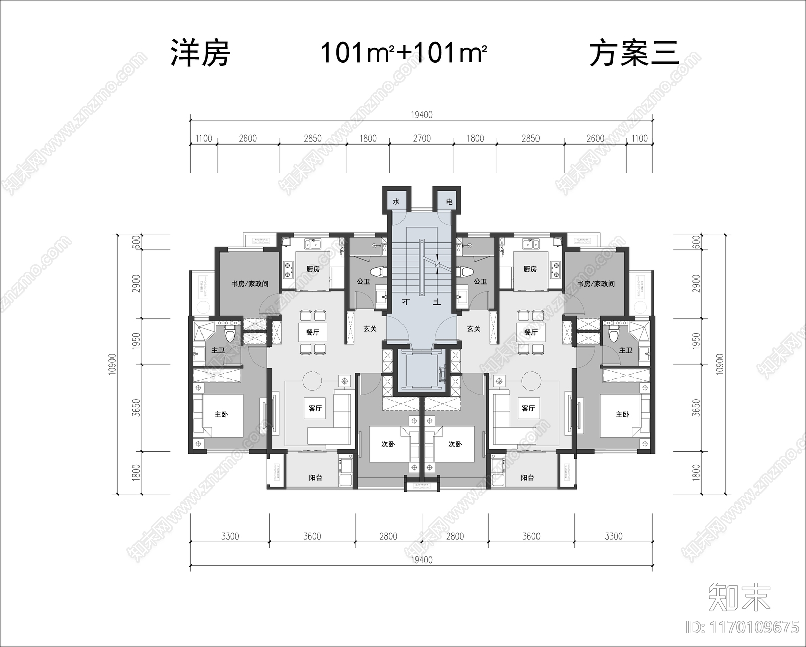 现代住宅楼建筑cad施工图下载【ID:1170109675】