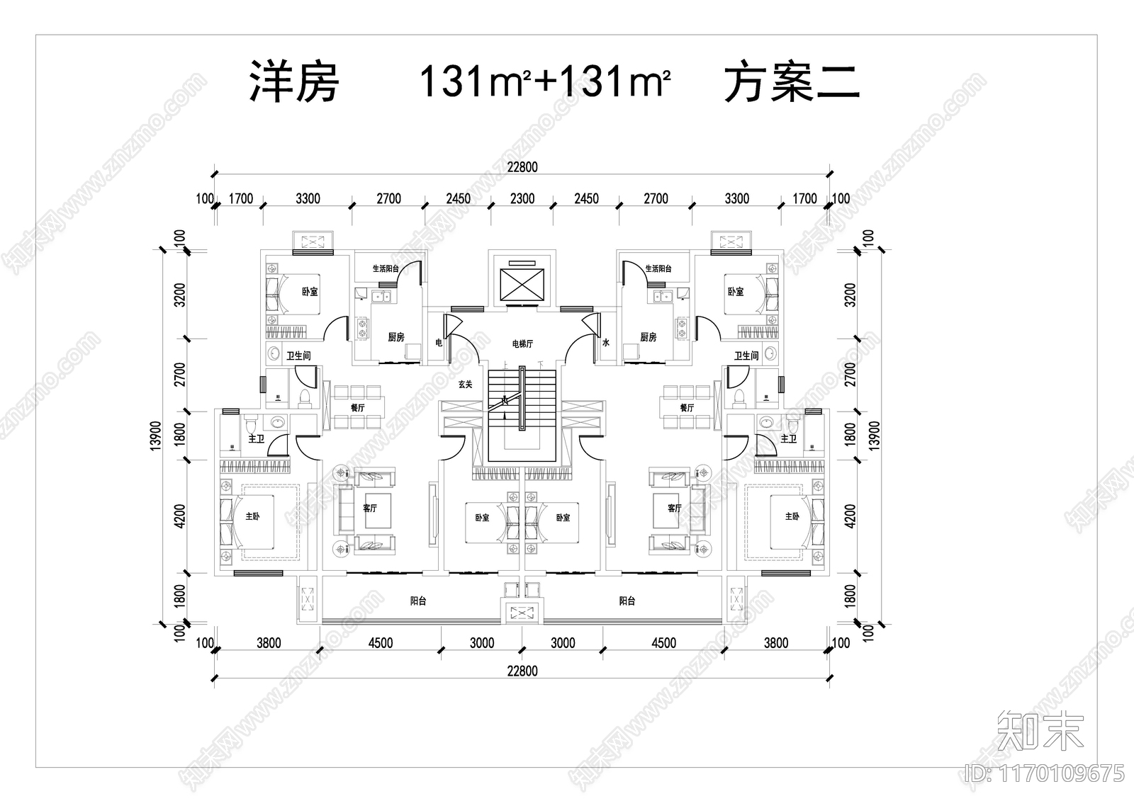 现代住宅楼建筑cad施工图下载【ID:1170109675】