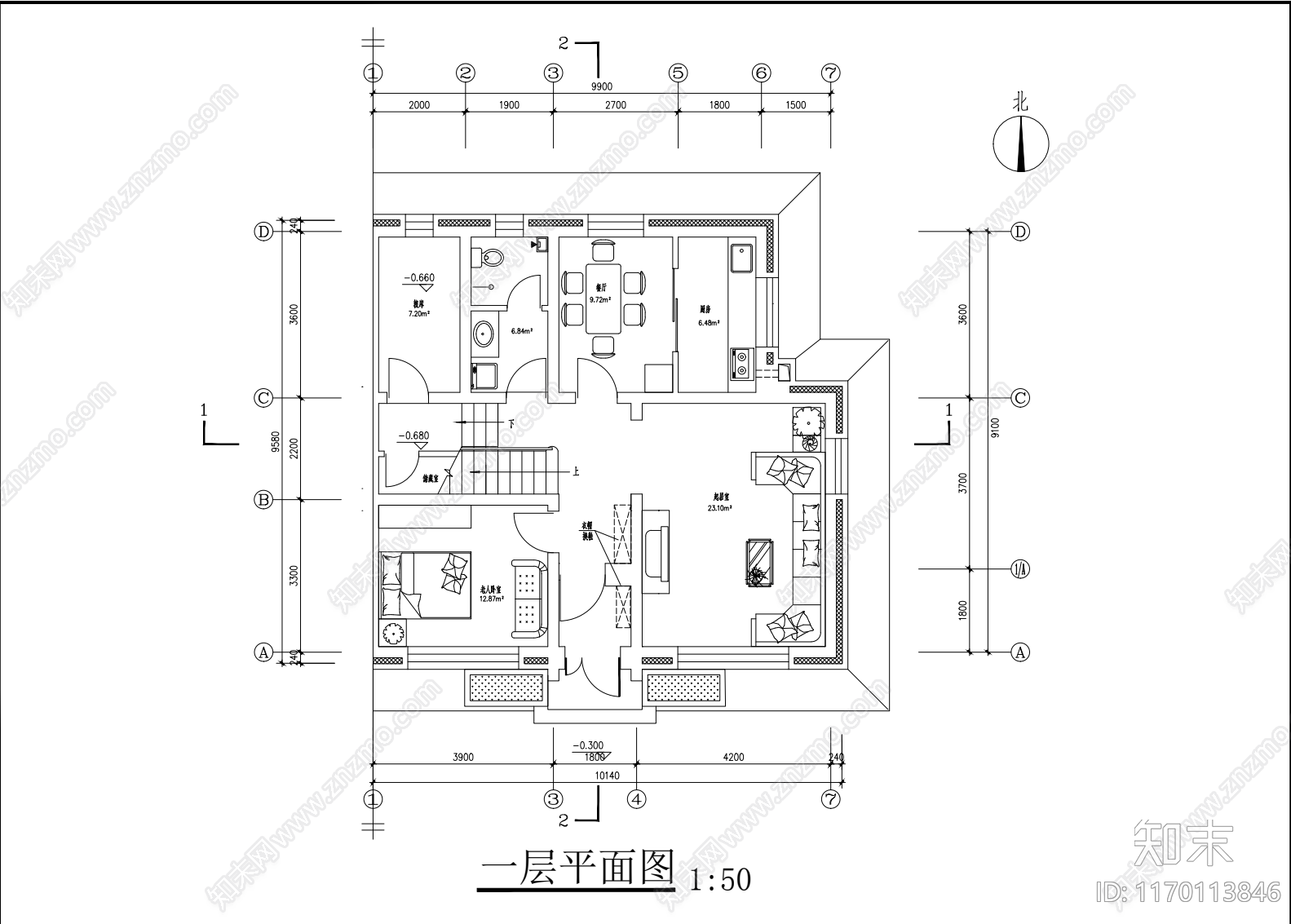 现代其他居住建筑cad施工图下载【ID:1170113846】