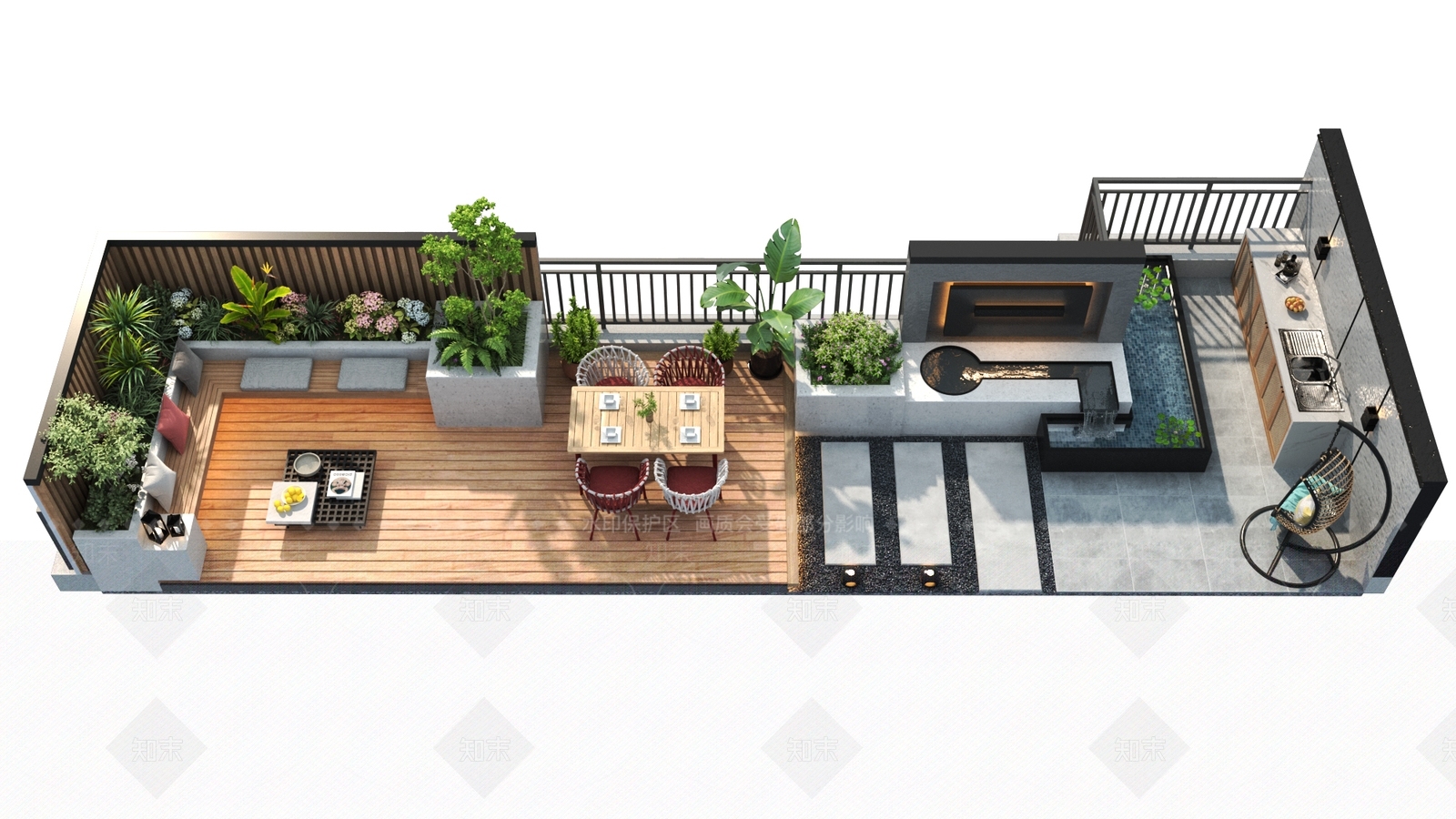 现代屋顶花园SU模型精品下载_SketchUp模型_知末网