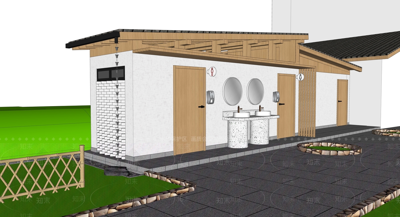 新中式小公建SU模型下载【ID:1170114136】