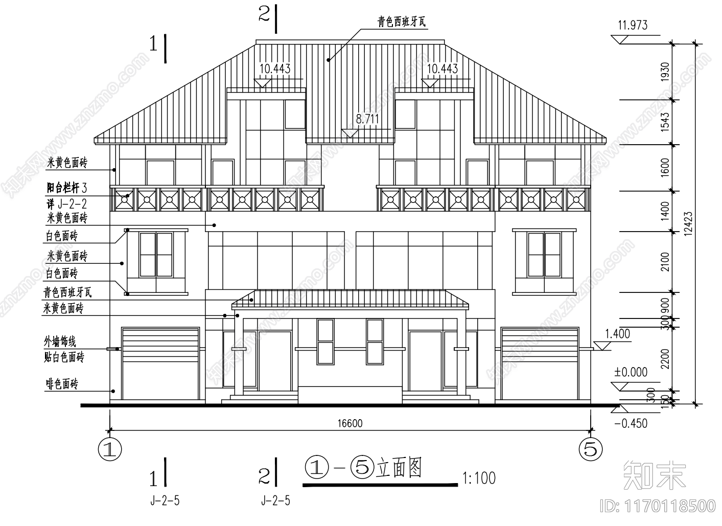 现代别墅建筑cad施工图下载【ID:1170118500】