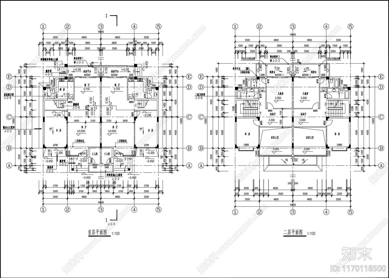 现代别墅建筑cad施工图下载【ID:1170118500】