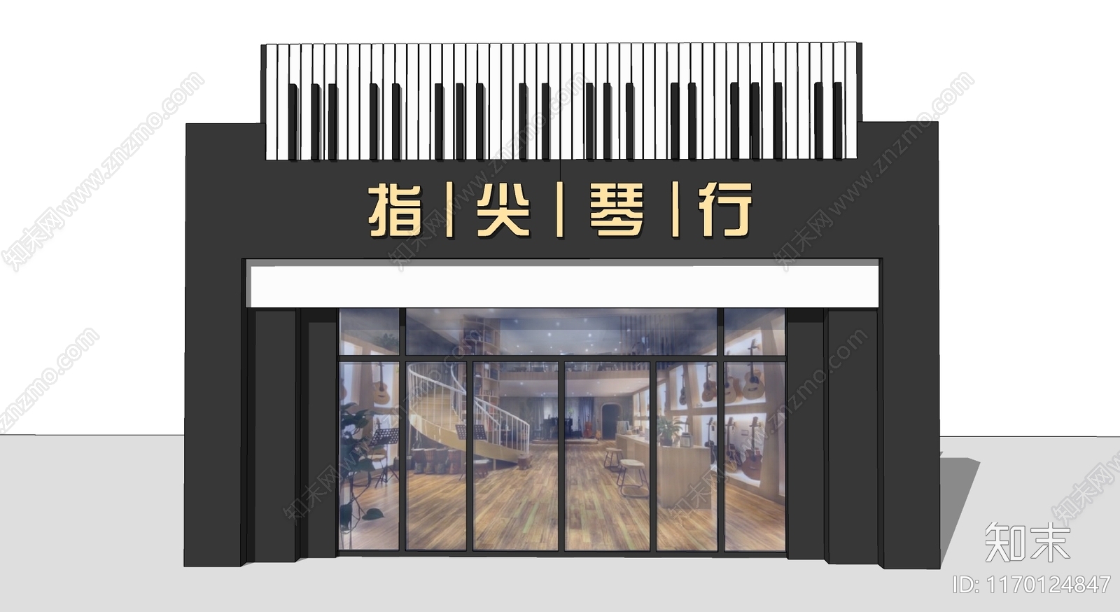 现代新中式门头SU模型下载【ID:1170124847】