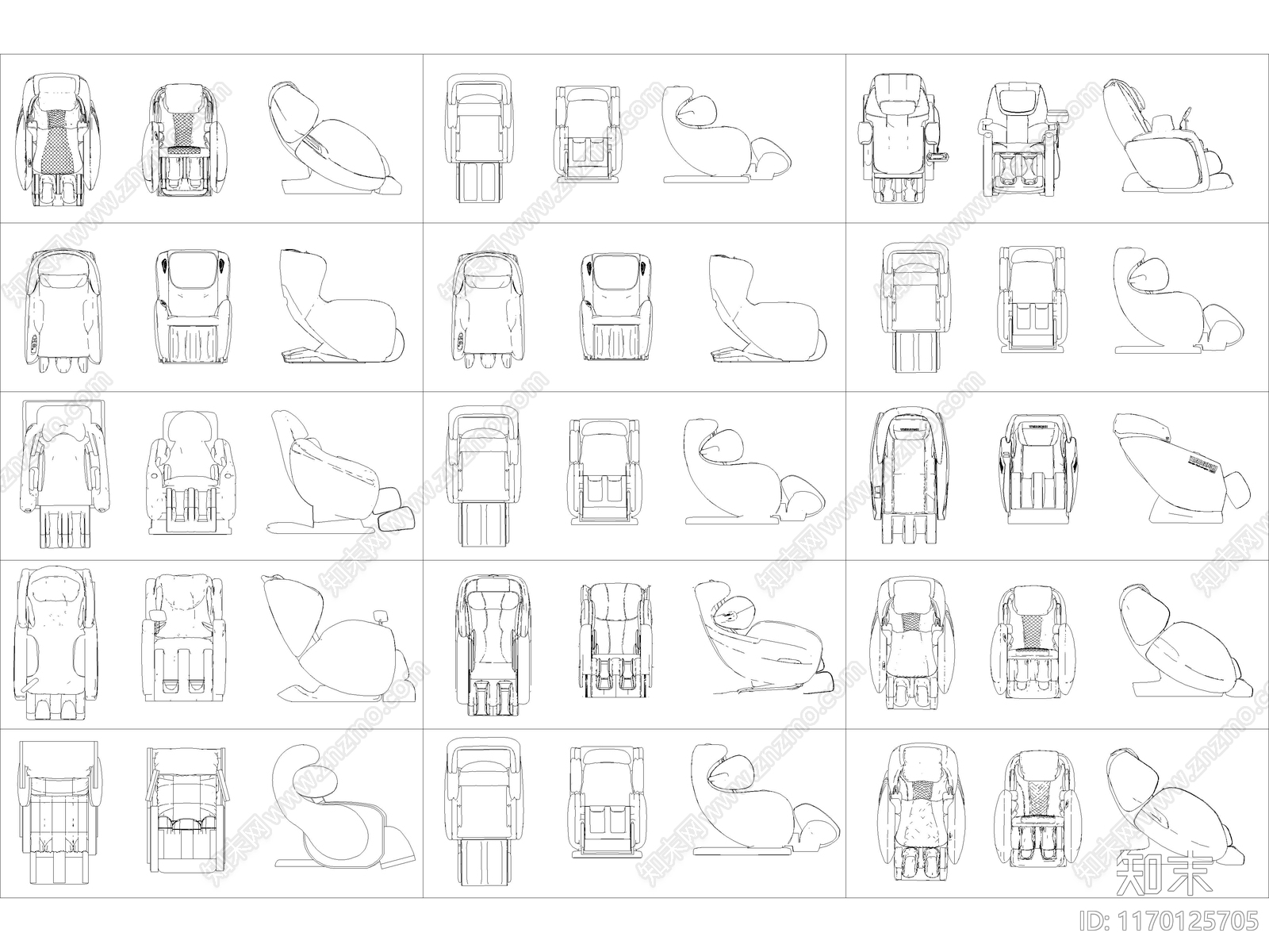 2024年最新超全按摩椅按摩沙发头等舱座椅CAD图库施工图下载【ID:1170125705】