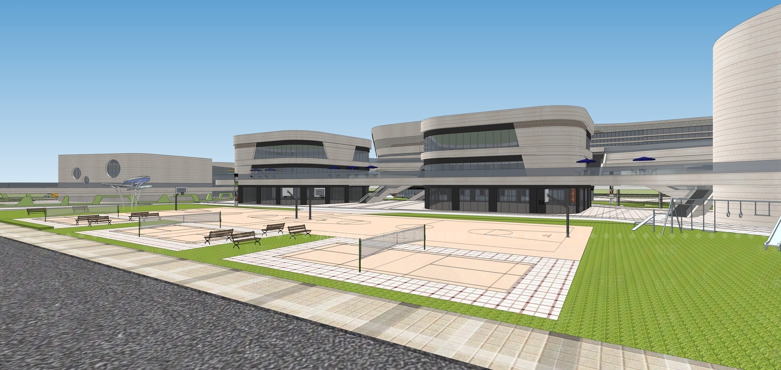 现代商场建筑SU模型下载【ID:1170135136】