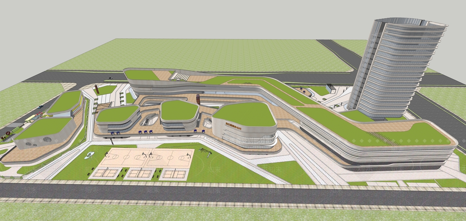 现代商场建筑SU模型下载【ID:1170135136】