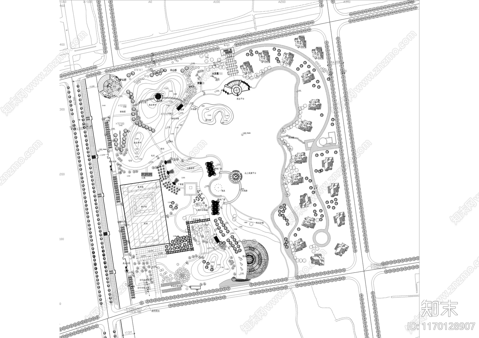 现代公园景观cad施工图下载【ID:1170128907】