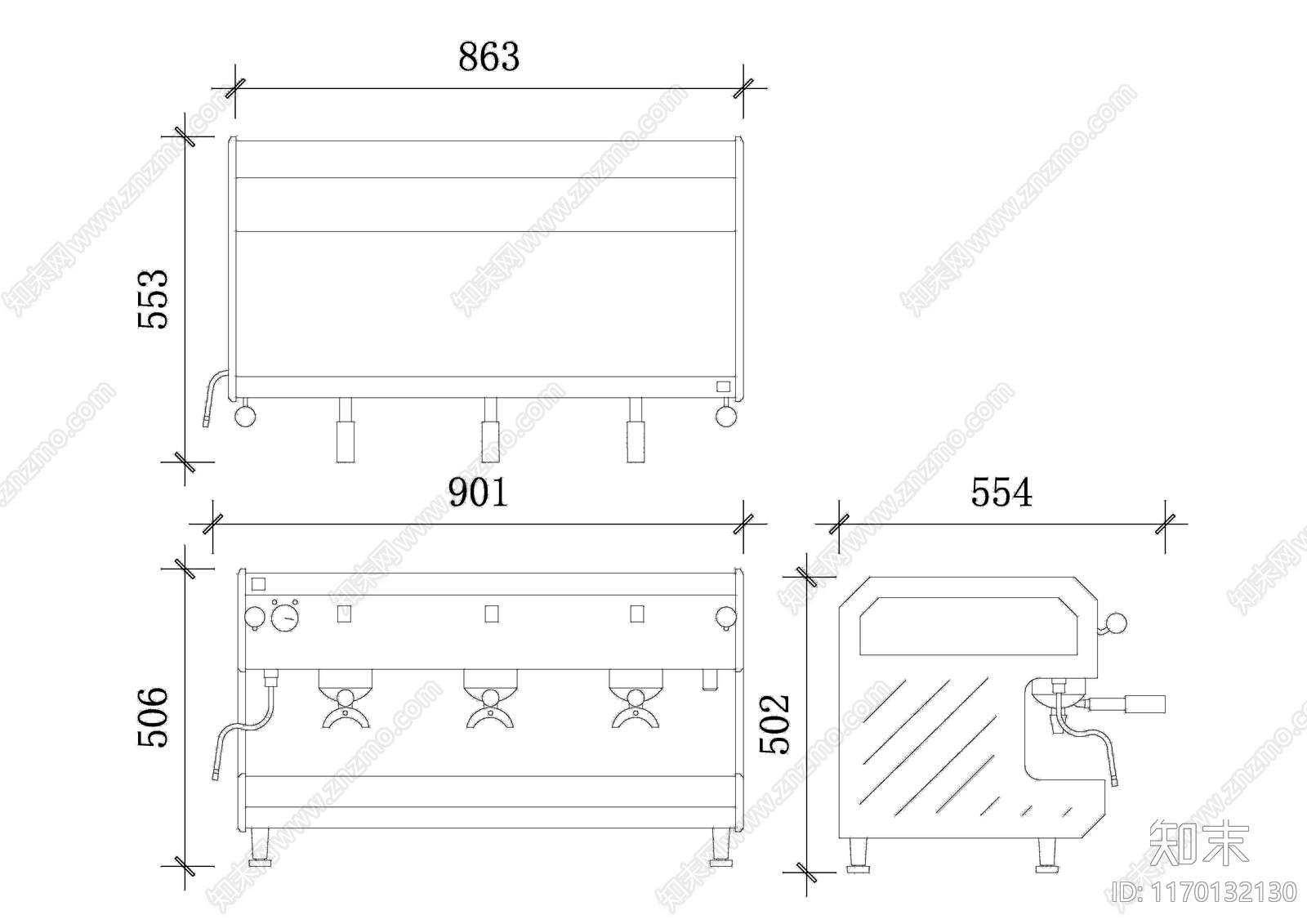 现代咖啡厅施工图下载【ID:1170132130】