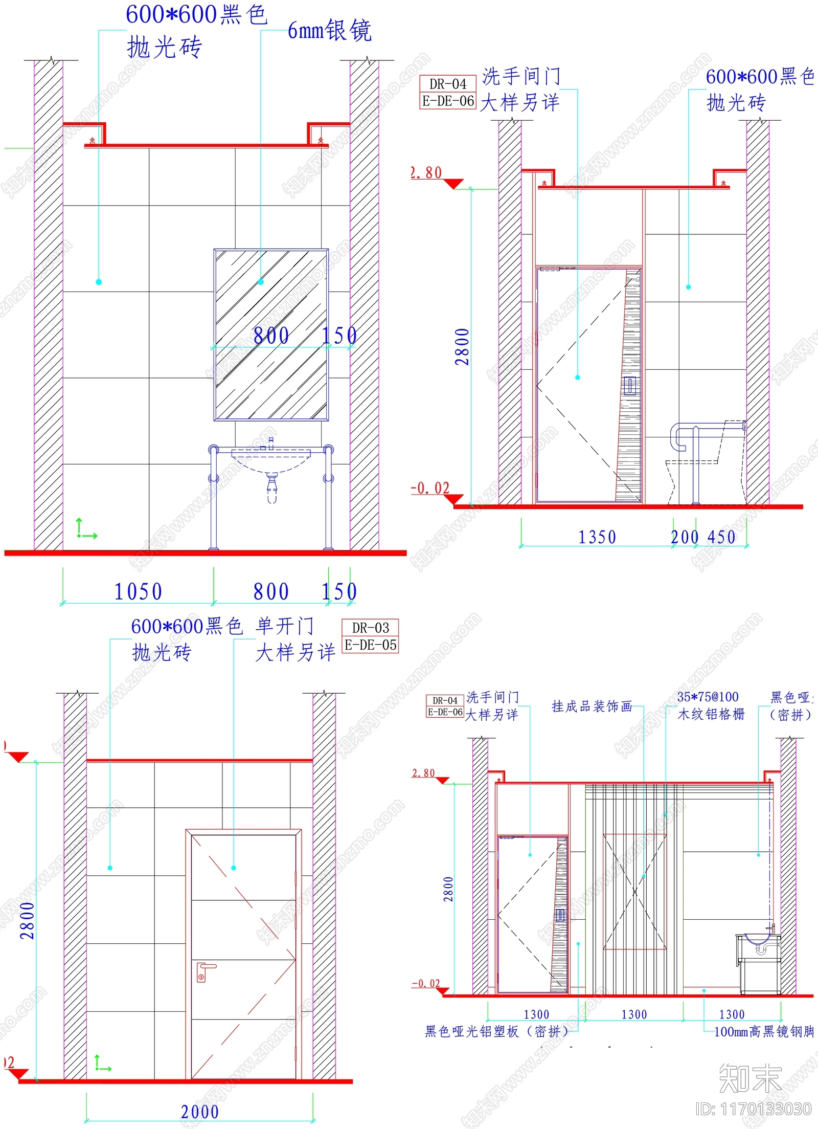 现代公共卫生间cad施工图下载【ID:1170133030】