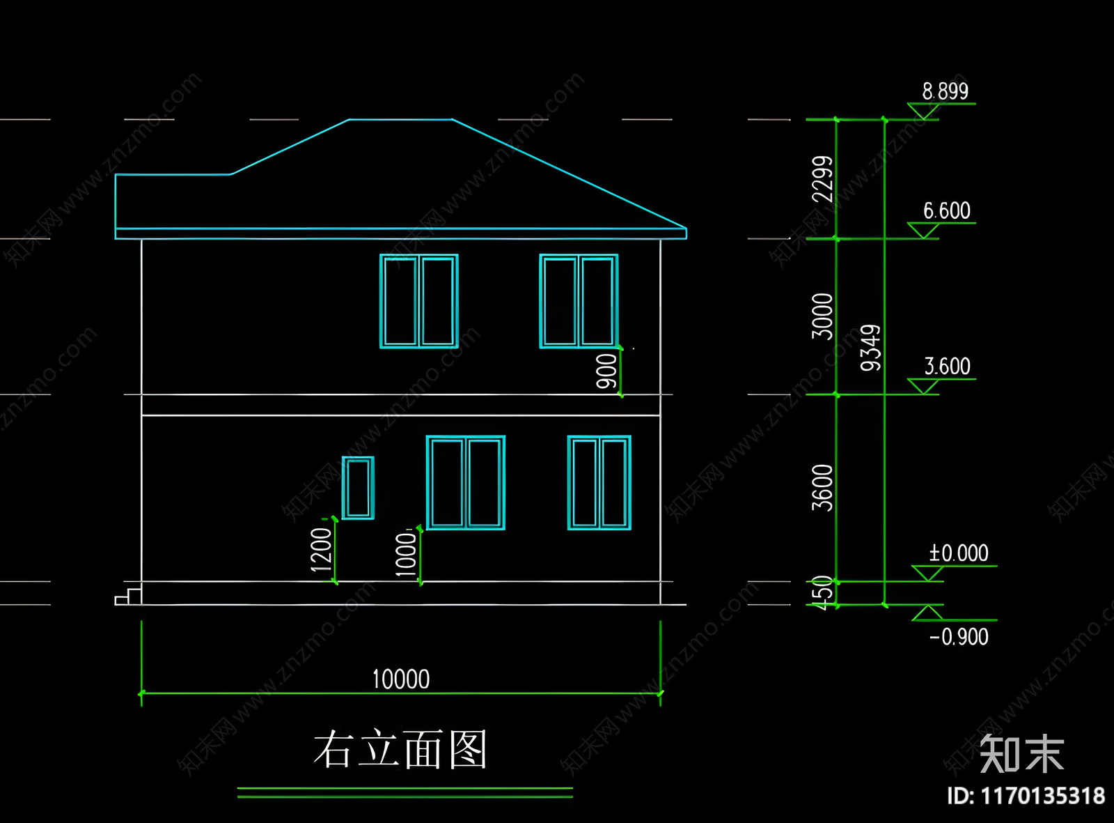 现代别墅建筑cad施工图下载【ID:1170135318】