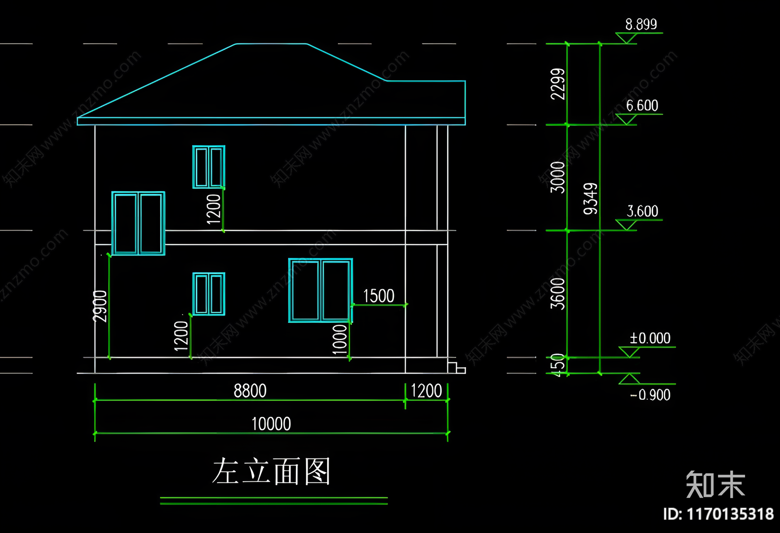 现代别墅建筑cad施工图下载【ID:1170135318】