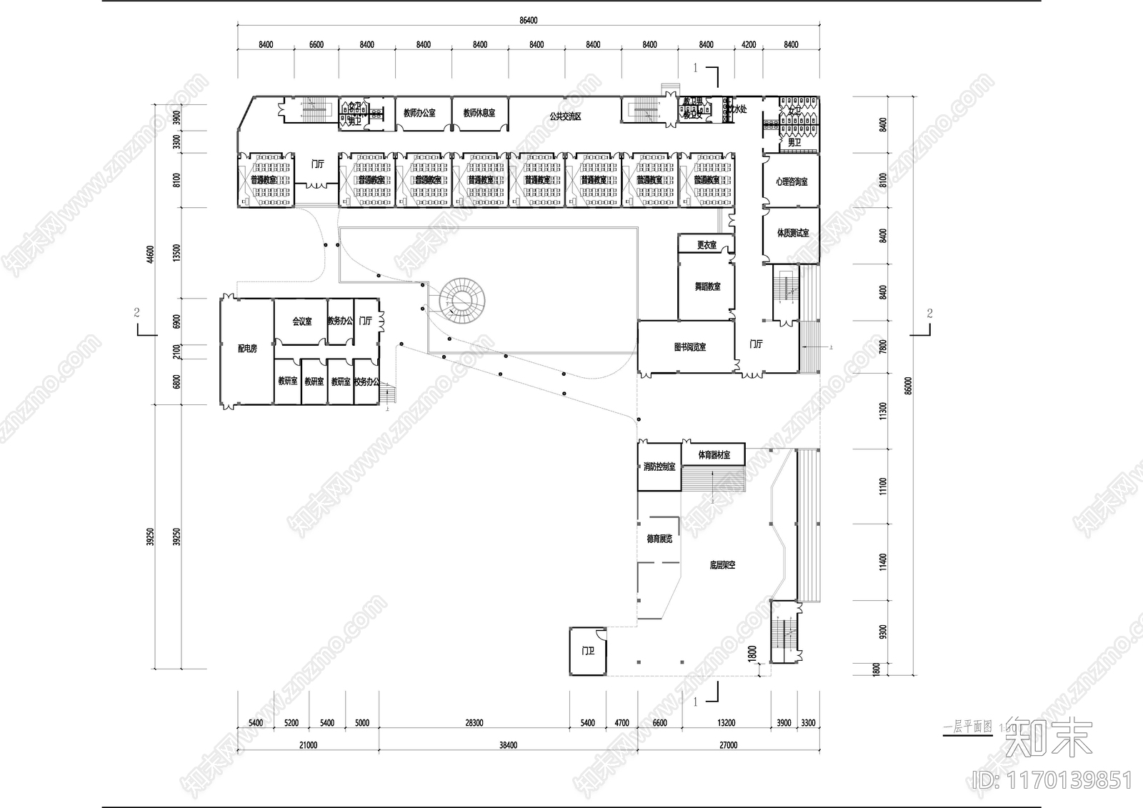 现代学校建筑cad施工图下载【ID:1170139851】