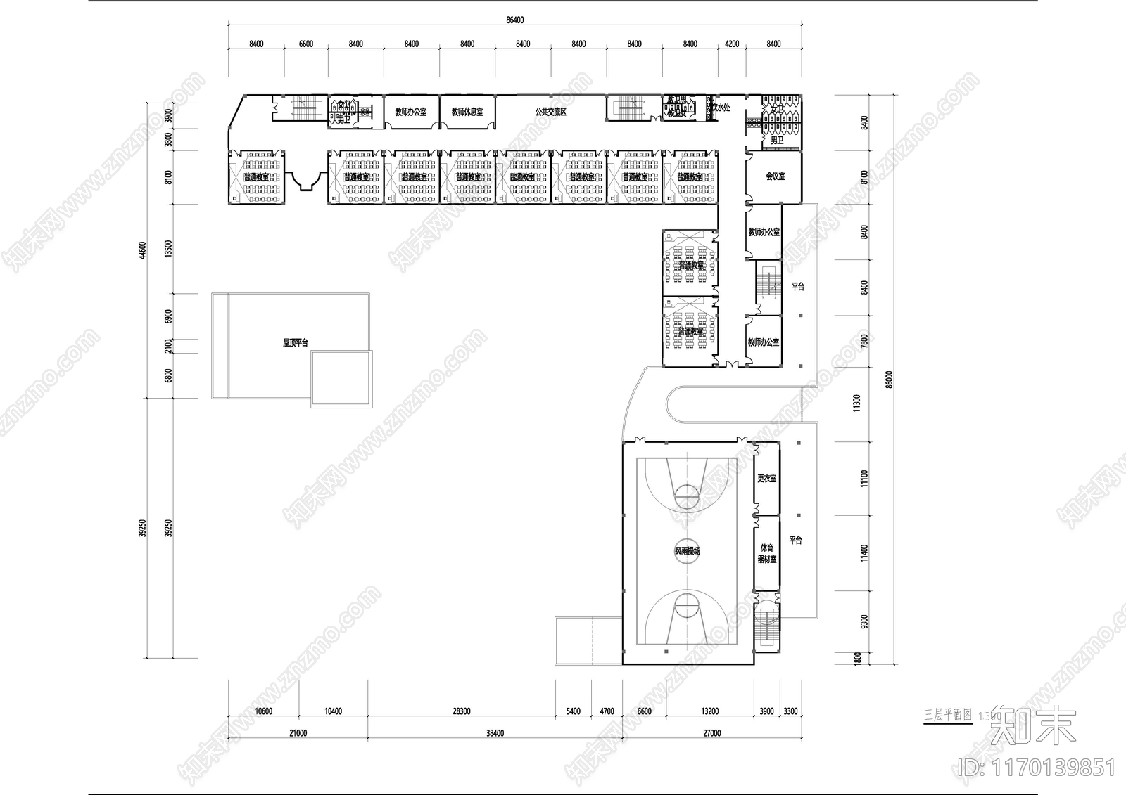 现代学校建筑cad施工图下载【ID:1170139851】