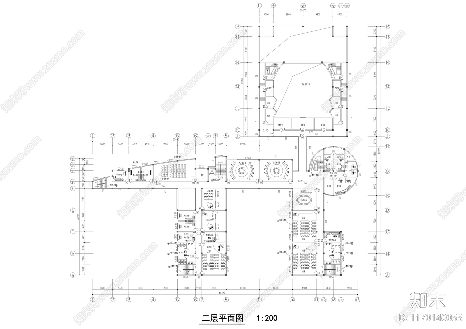 现代学校建筑cad施工图下载【ID:1170140055】
