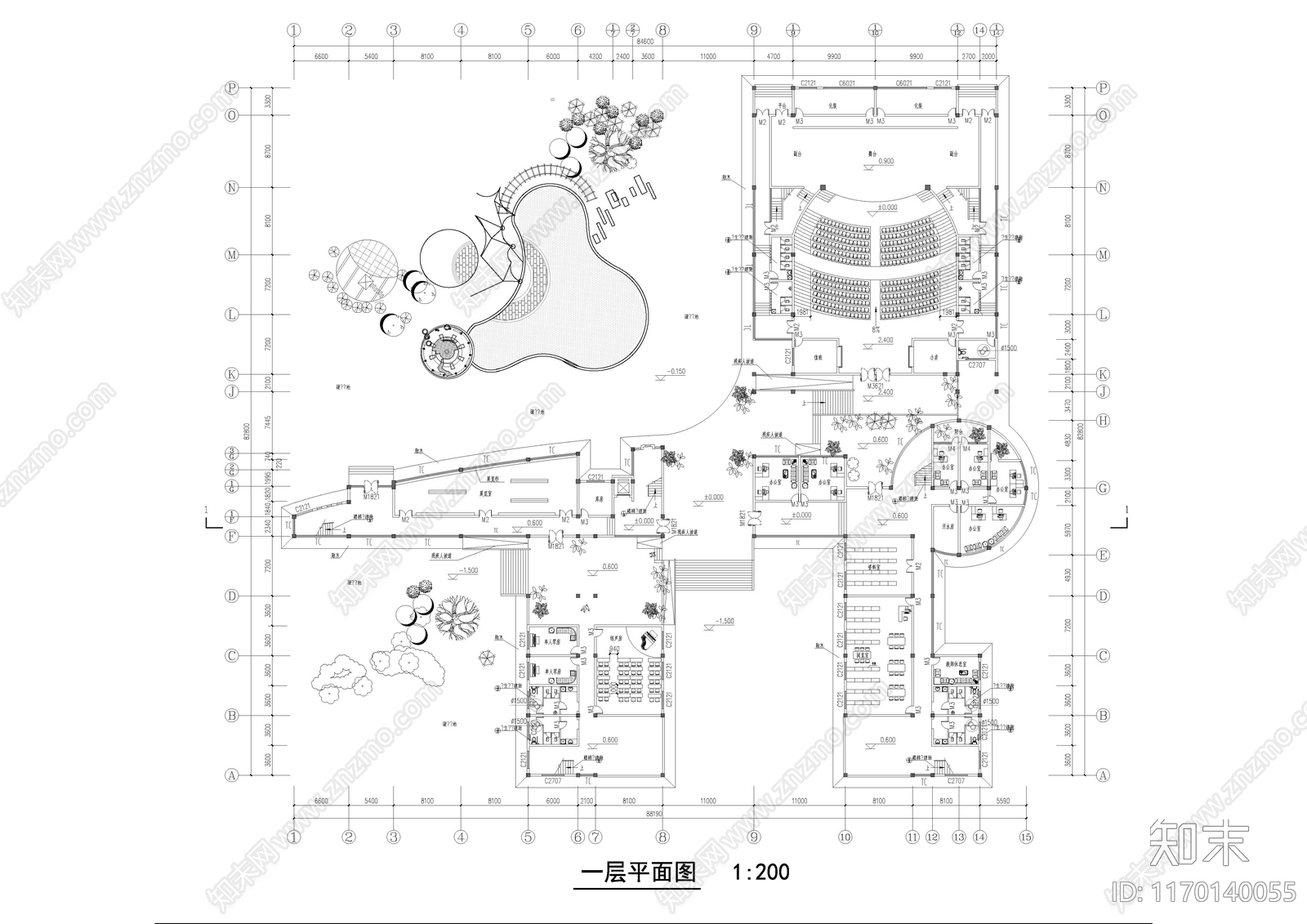现代学校建筑cad施工图下载【ID:1170140055】