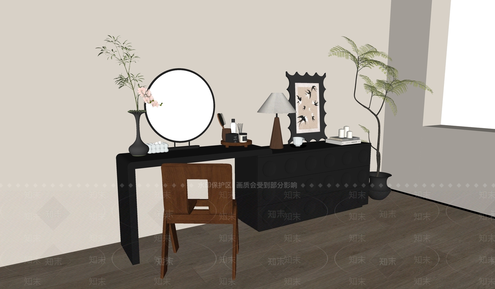 法式梳妆台SU模型下载【ID:1170140109】