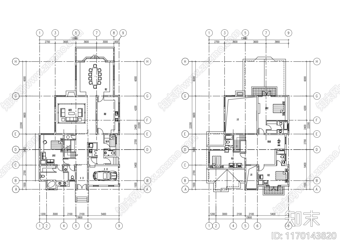 欧式别墅建筑cad施工图下载【ID:1170143820】