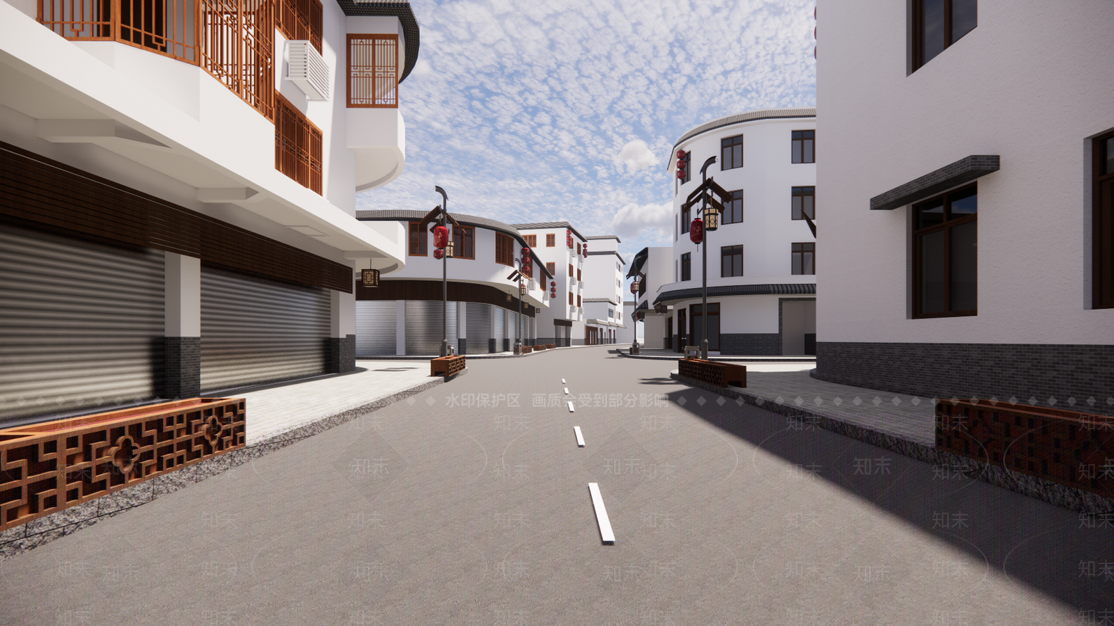 中式商场建筑SU模型下载【ID:1170152149】