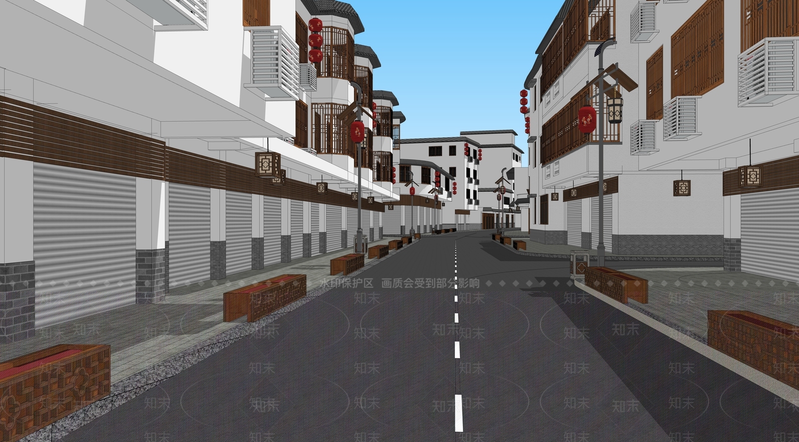 中式商场建筑SU模型下载【ID:1170152149】