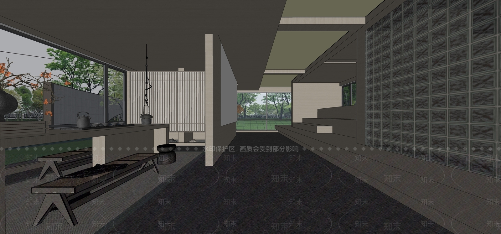现代侘寂其他休闲娱乐空间SU模型下载【ID:1170199624】