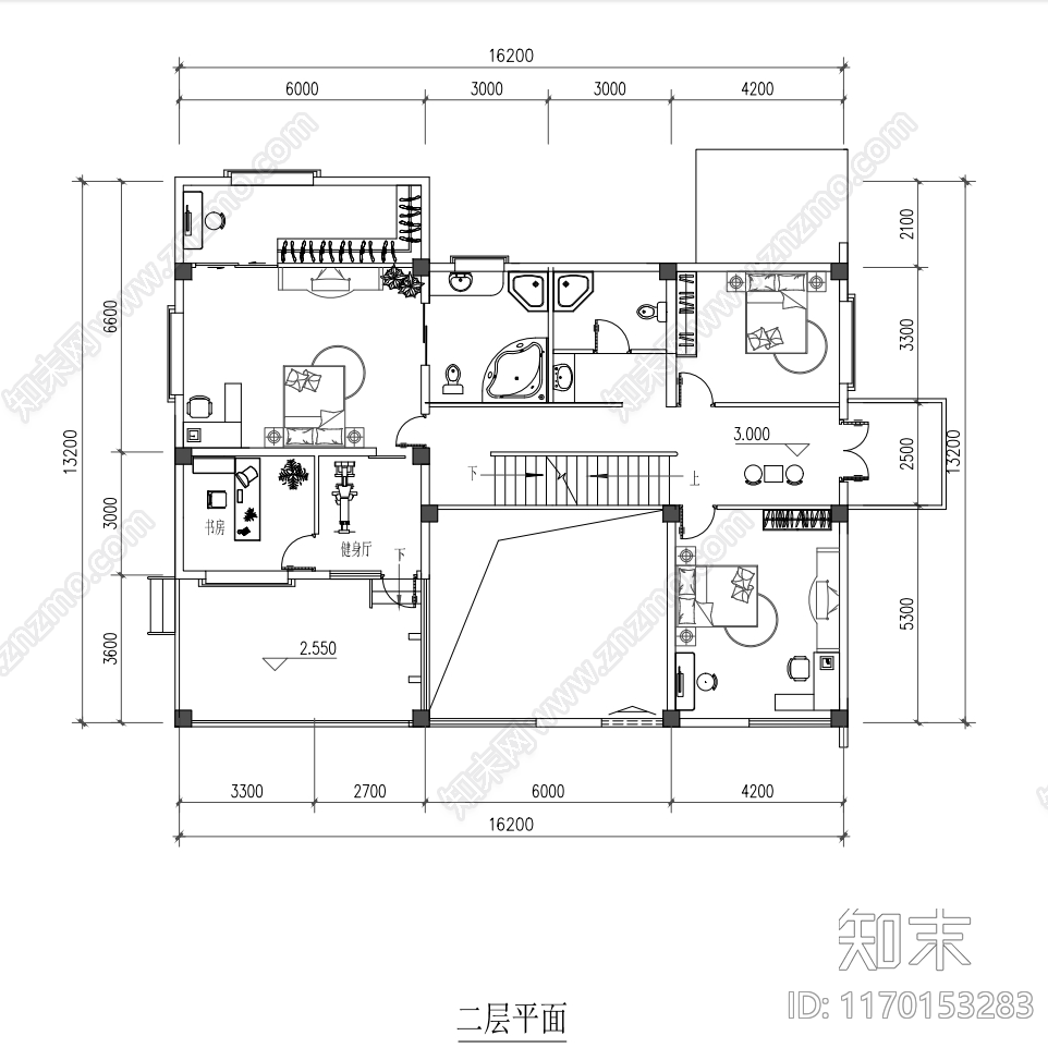 现代别墅建筑cad施工图下载【ID:1170153283】