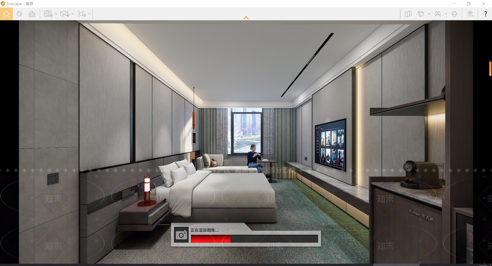 轻奢酒店客房SU模型下载【ID:1215997405】