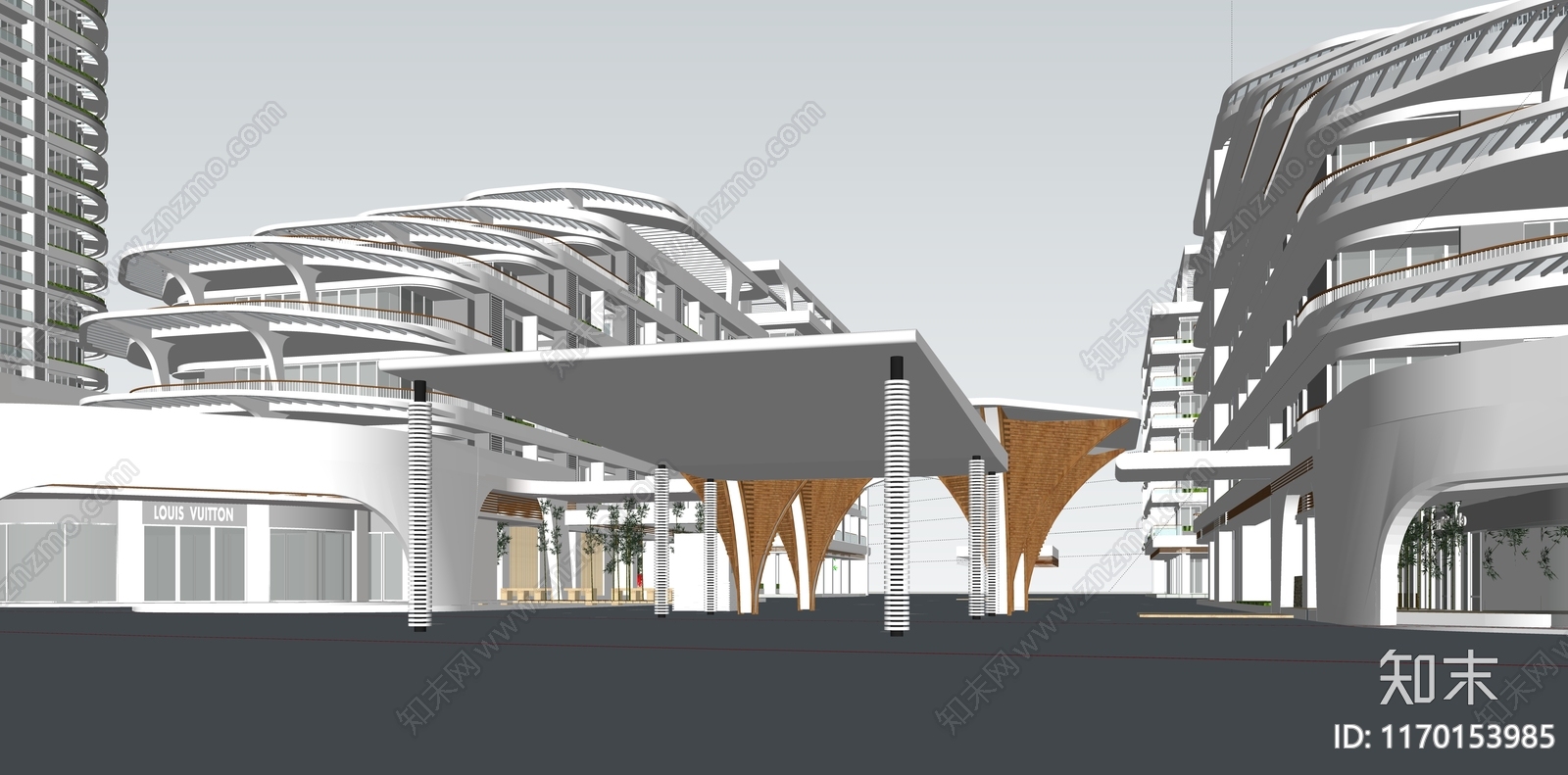 现代小区建筑SU模型下载【ID:1170153985】