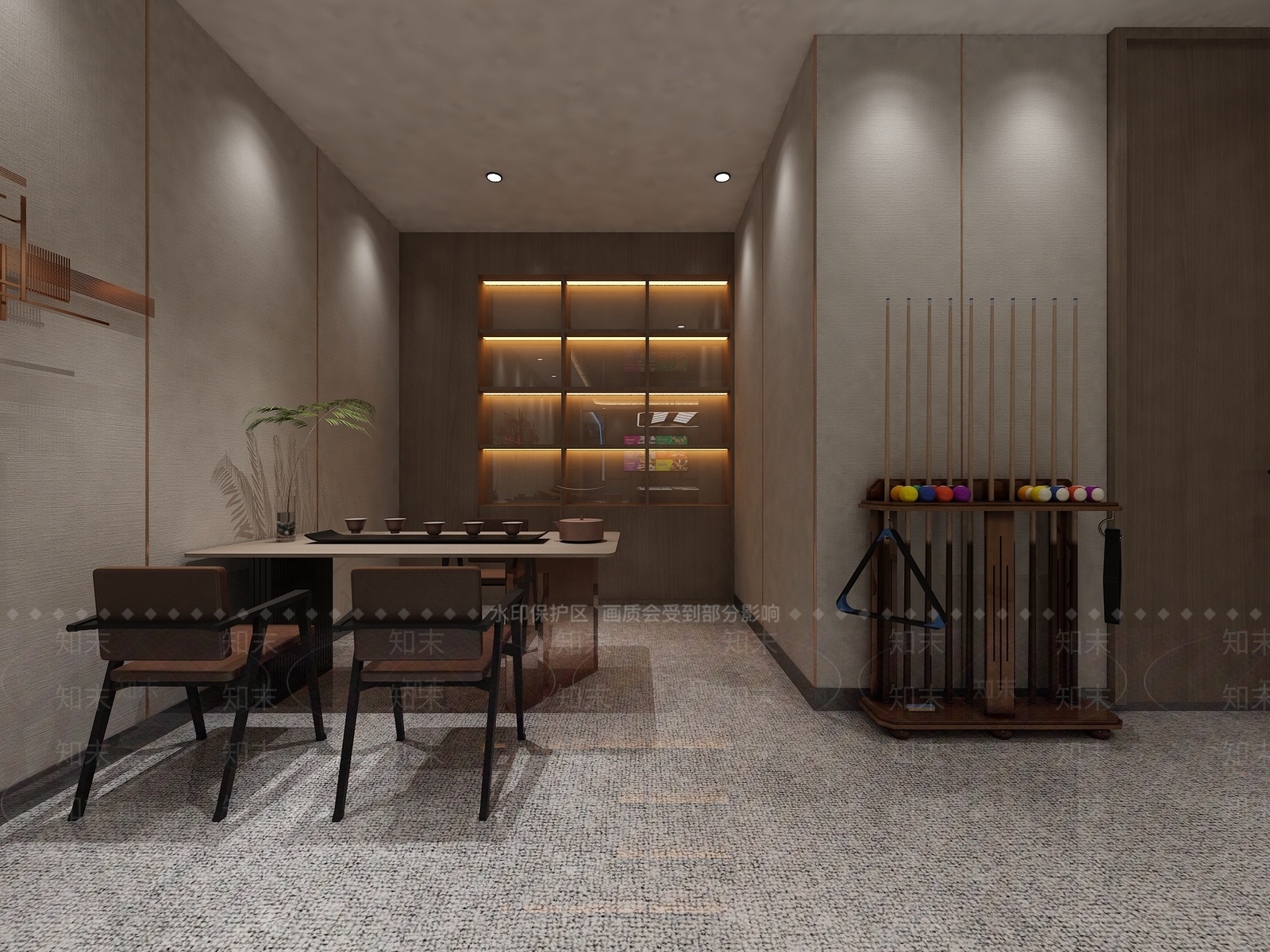 现代轻奢台球室3D模型下载【ID:1170154584】