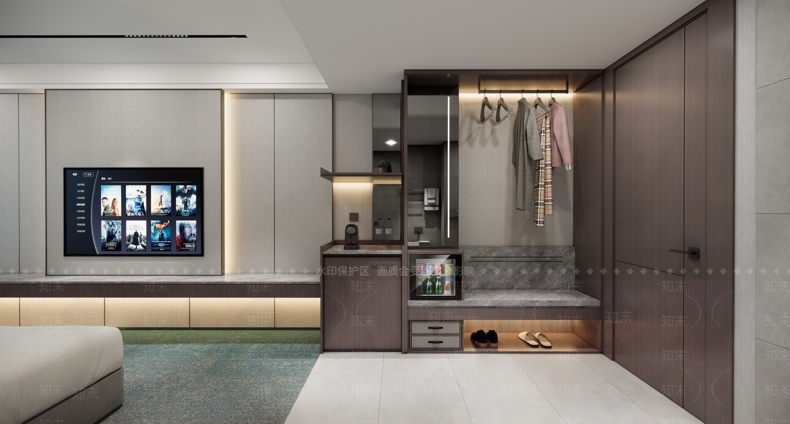 轻奢现代酒店客房SU模型下载【ID:1170428271】