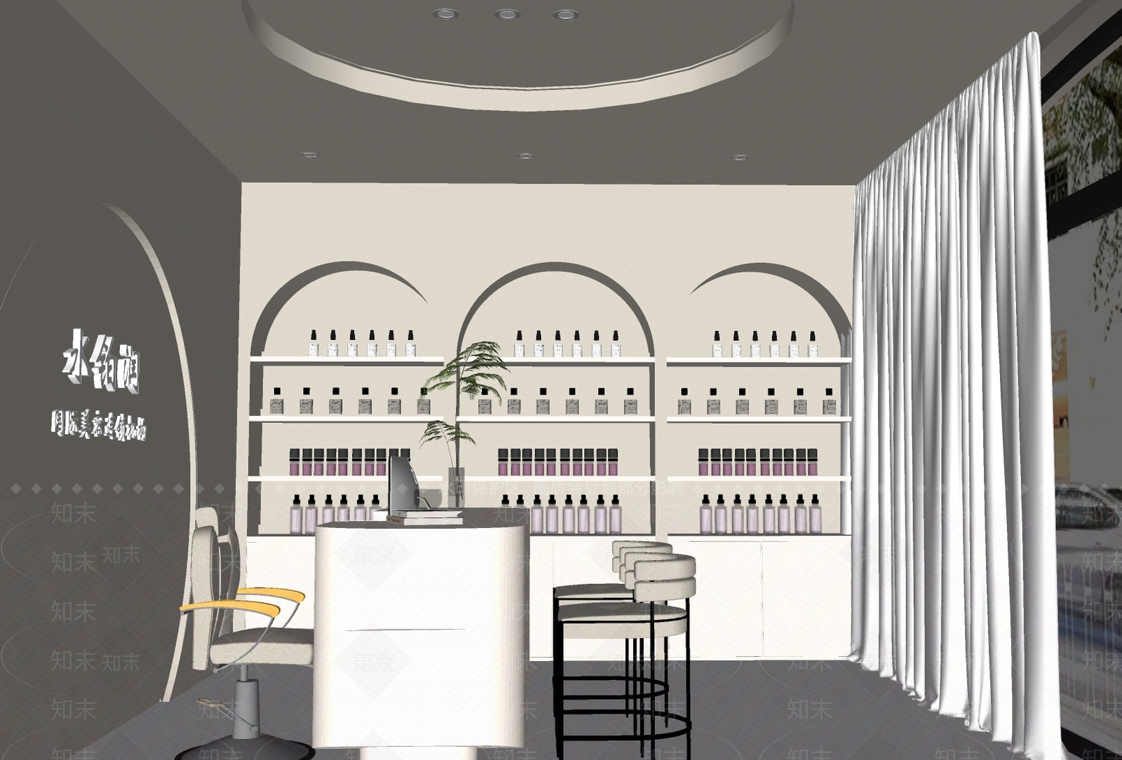 奶油美妆店SU模型下载【ID:1170158611】