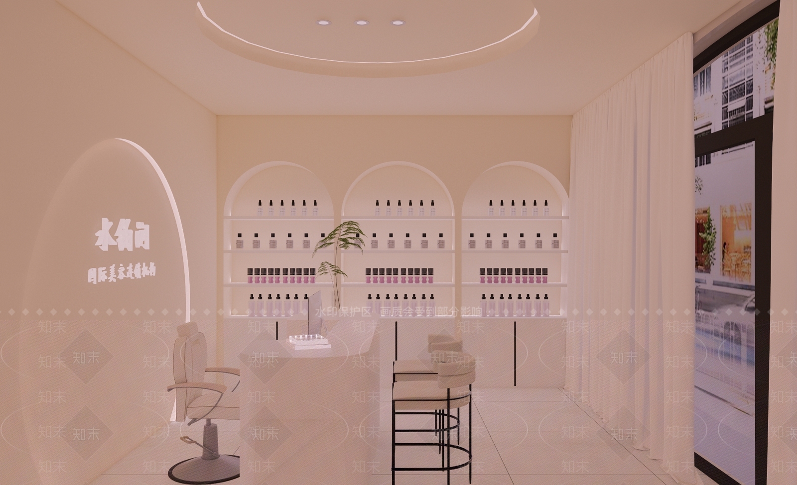 奶油美妆店SU模型下载【ID:1170158611】